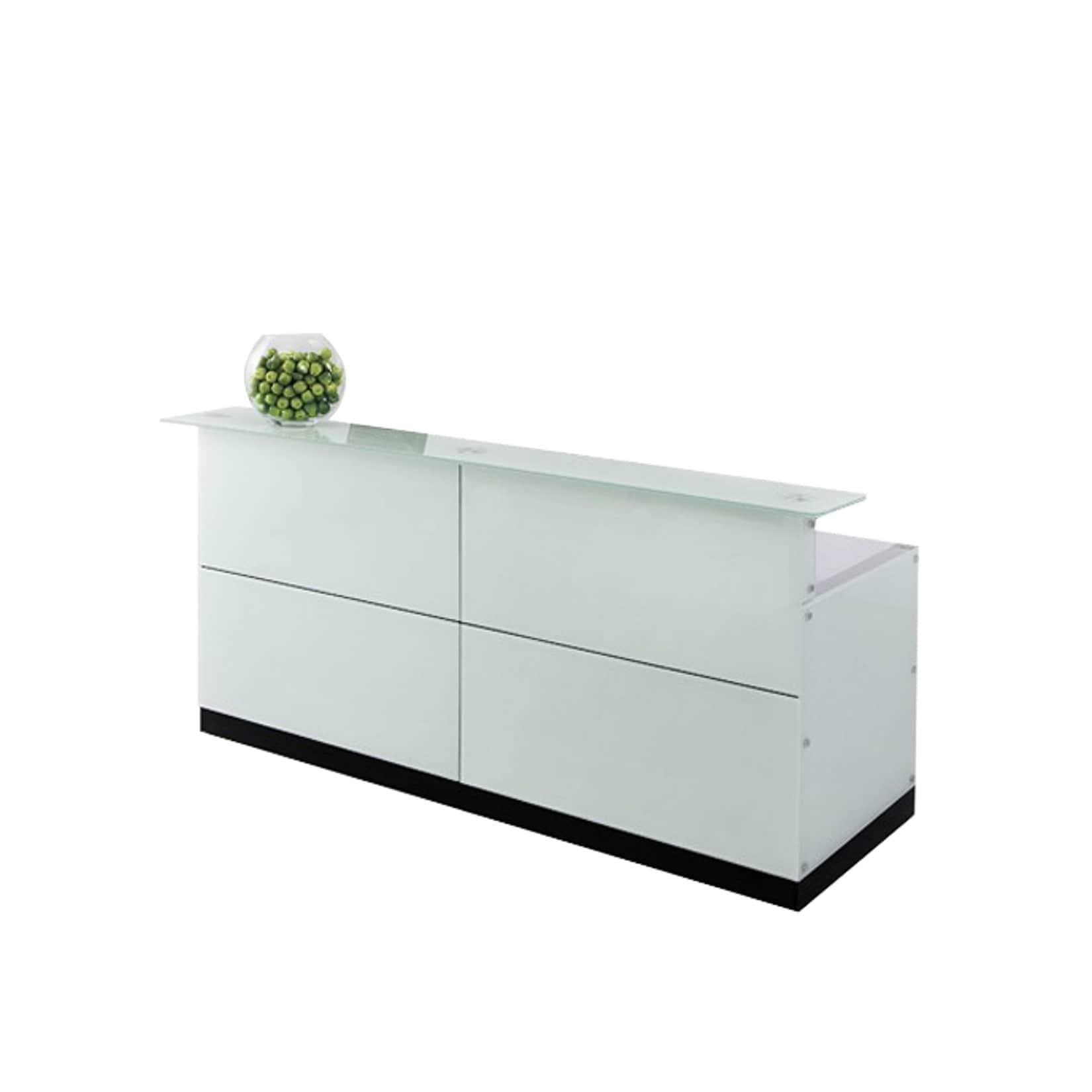 Jet-Line Büro Empfangstheke Davos Weiss mit Glasfront 2.2m