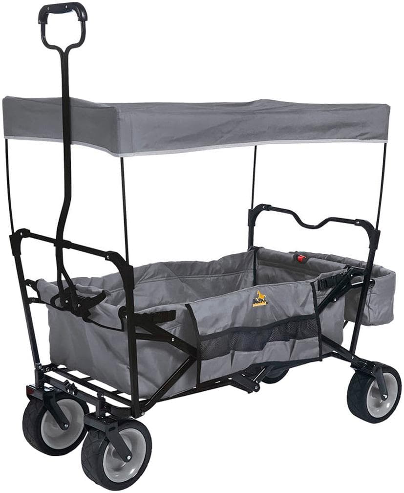 PINOLINO Paxi Bollerwagen Grau/Schwarz Klappbar mit Sonnendach