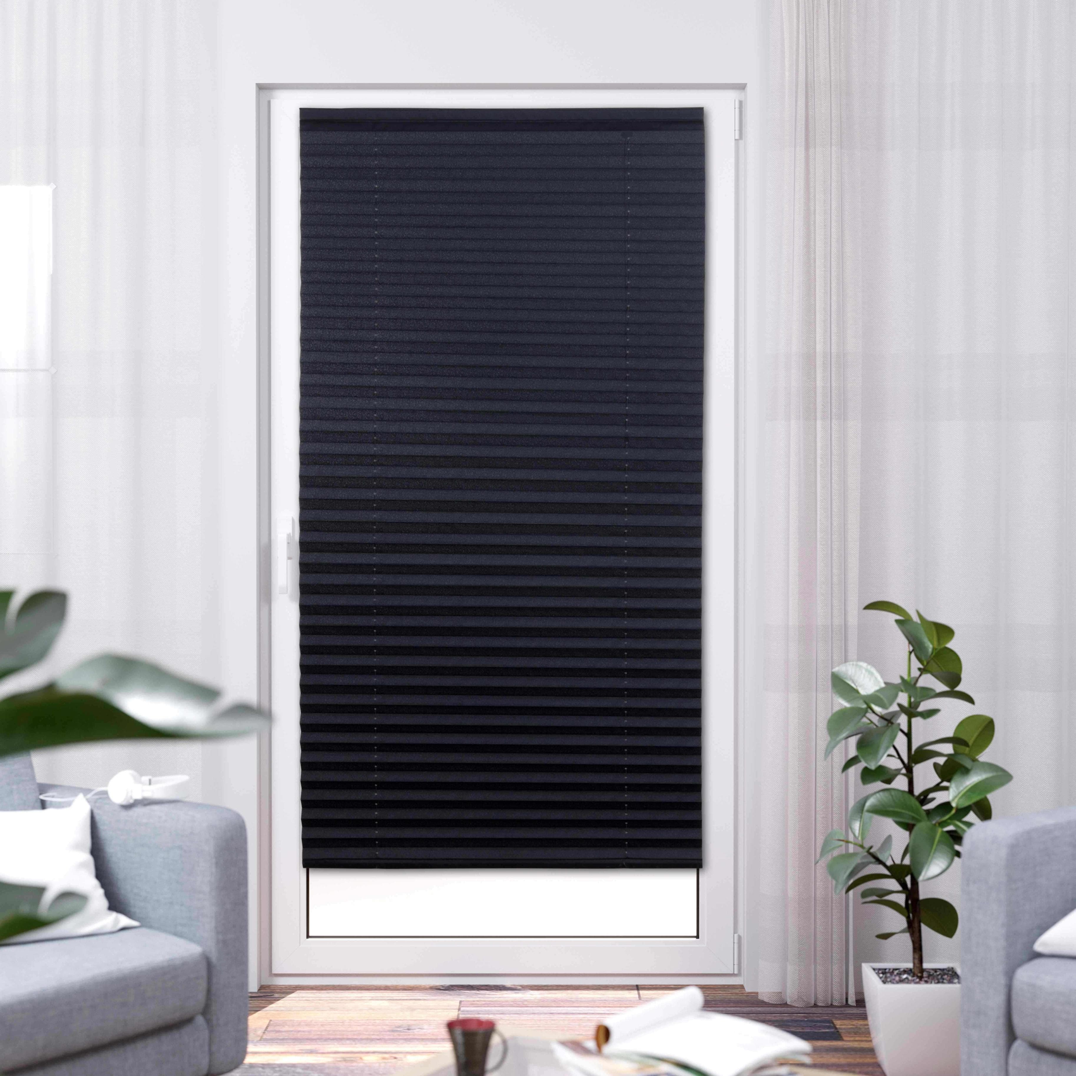 K-HOME Plissee Como Schwarz Lichtschutz Klemmfix