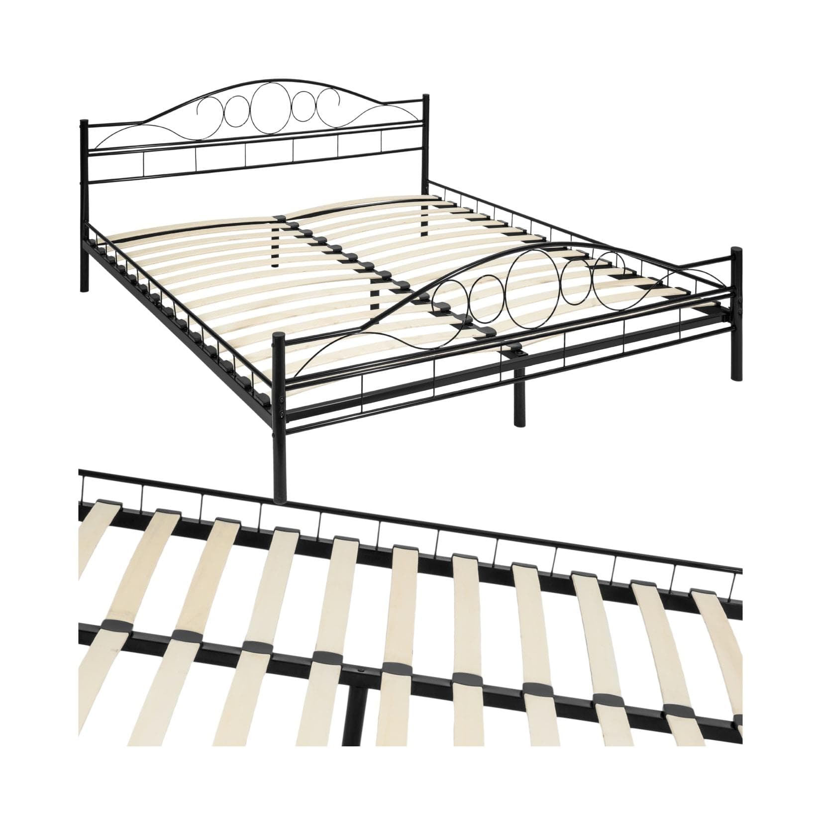 TECTAKE Metallbett Sonno - Robustes Stahlgestell mit Lattenrost