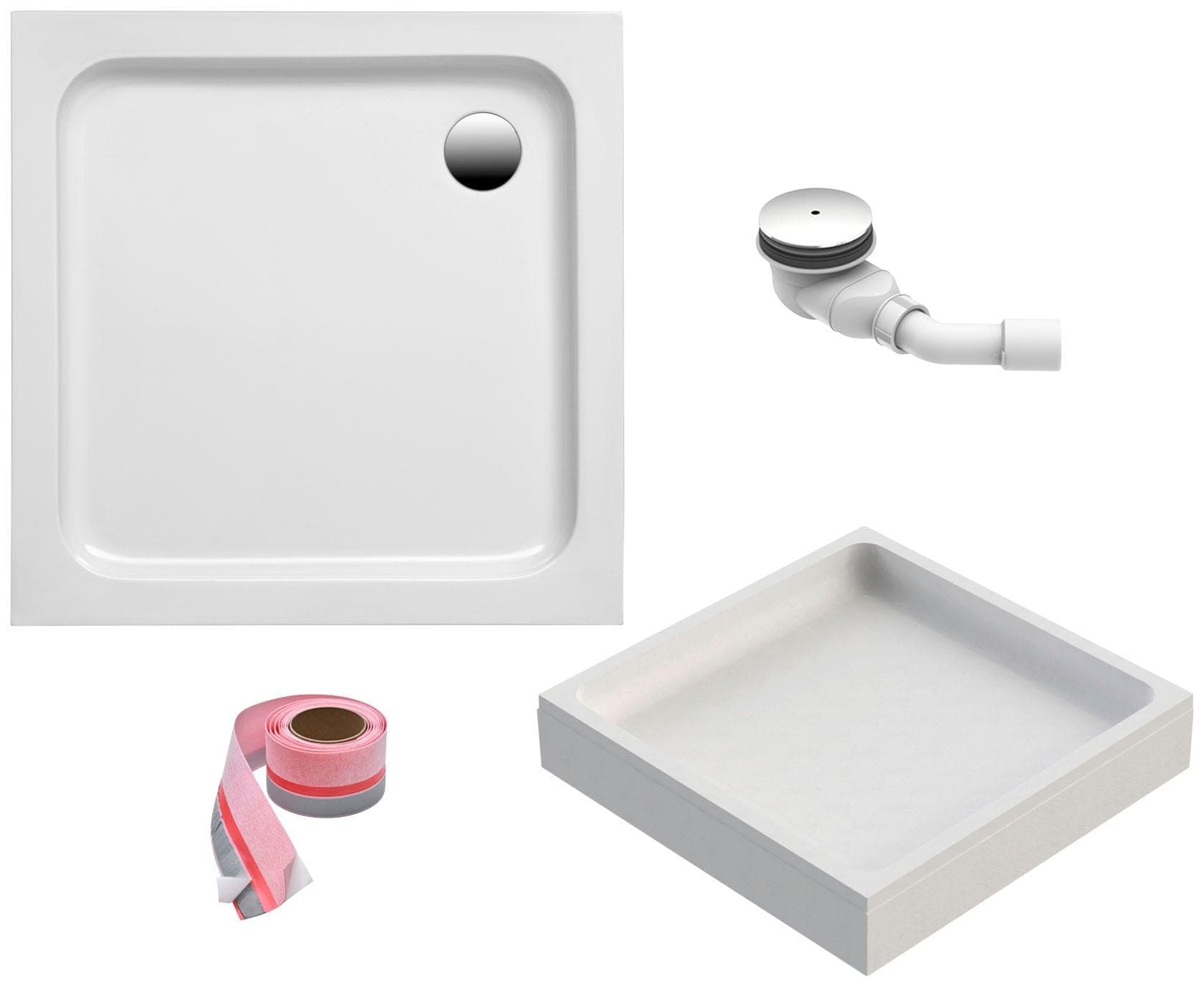 OTTOFOND Duschwanne Quadratisch 90x90x6 cm Sanitäracryl Weiß