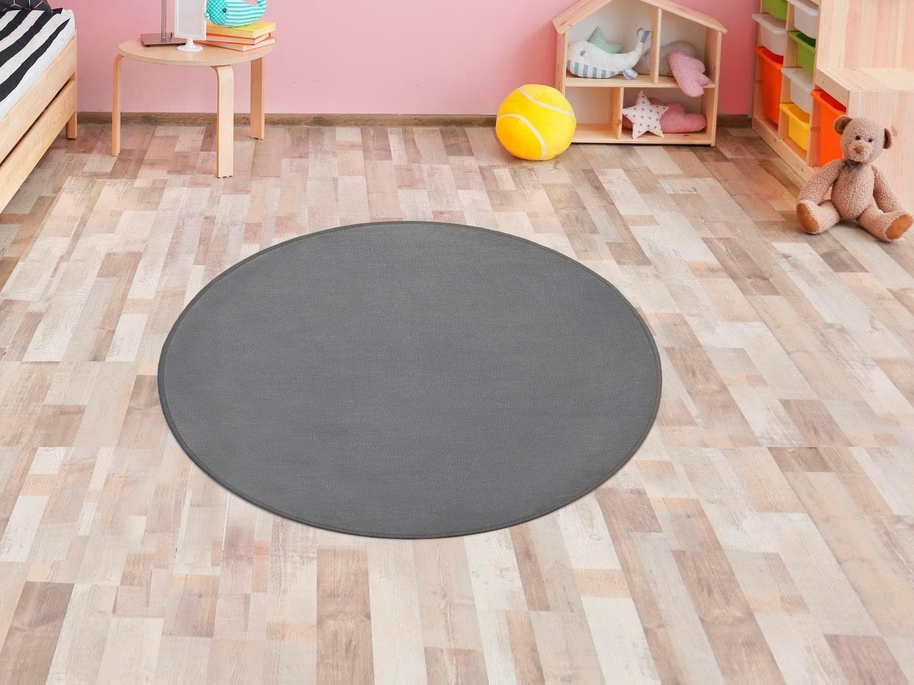 RIMA Kinderteppich SITZKREIS Grau Rund Polyamid
