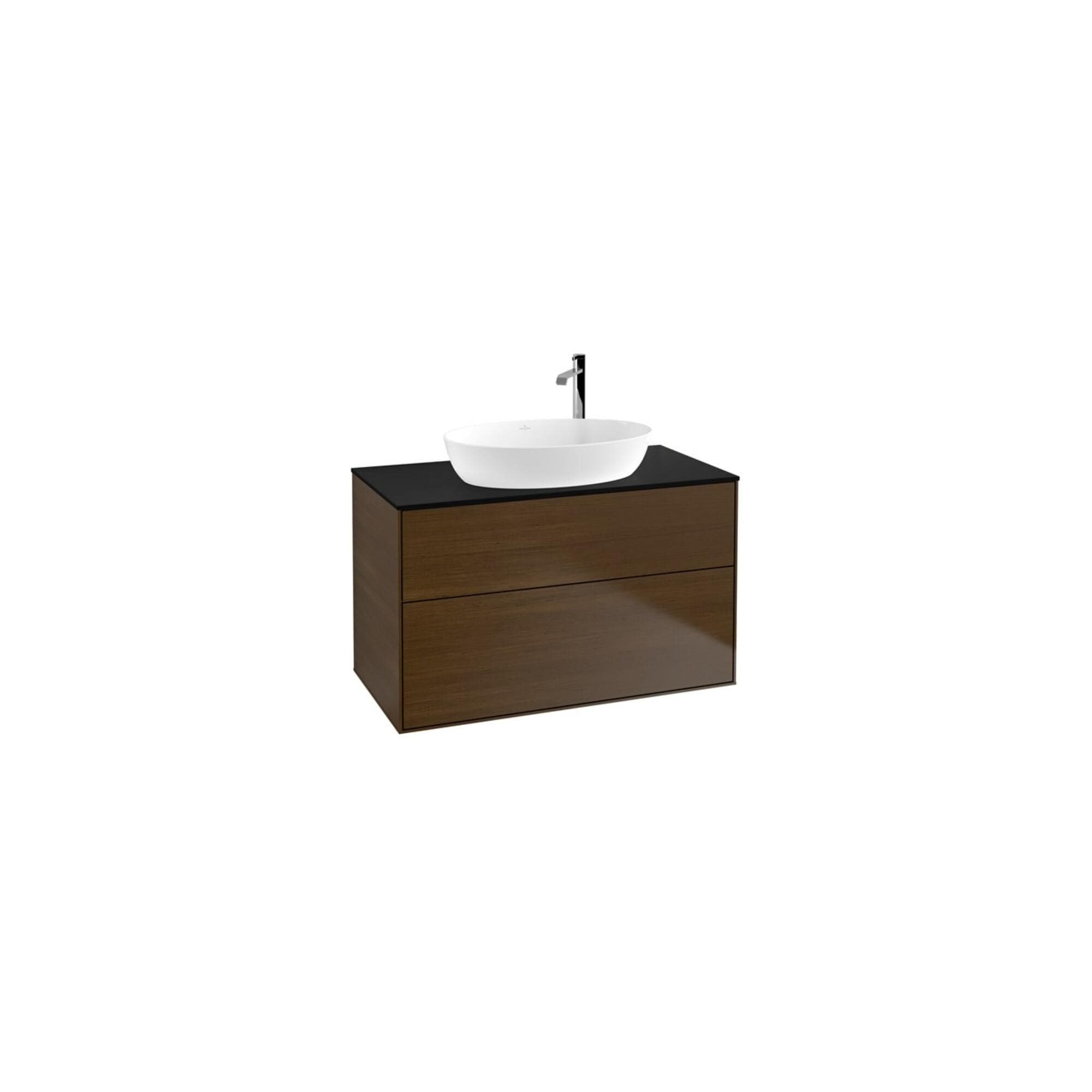 Villeroy und Boch Finion Waschtischunterschrank 100x60,3cm Emotion Abdeckplatte Black Matt Walnut Veneer