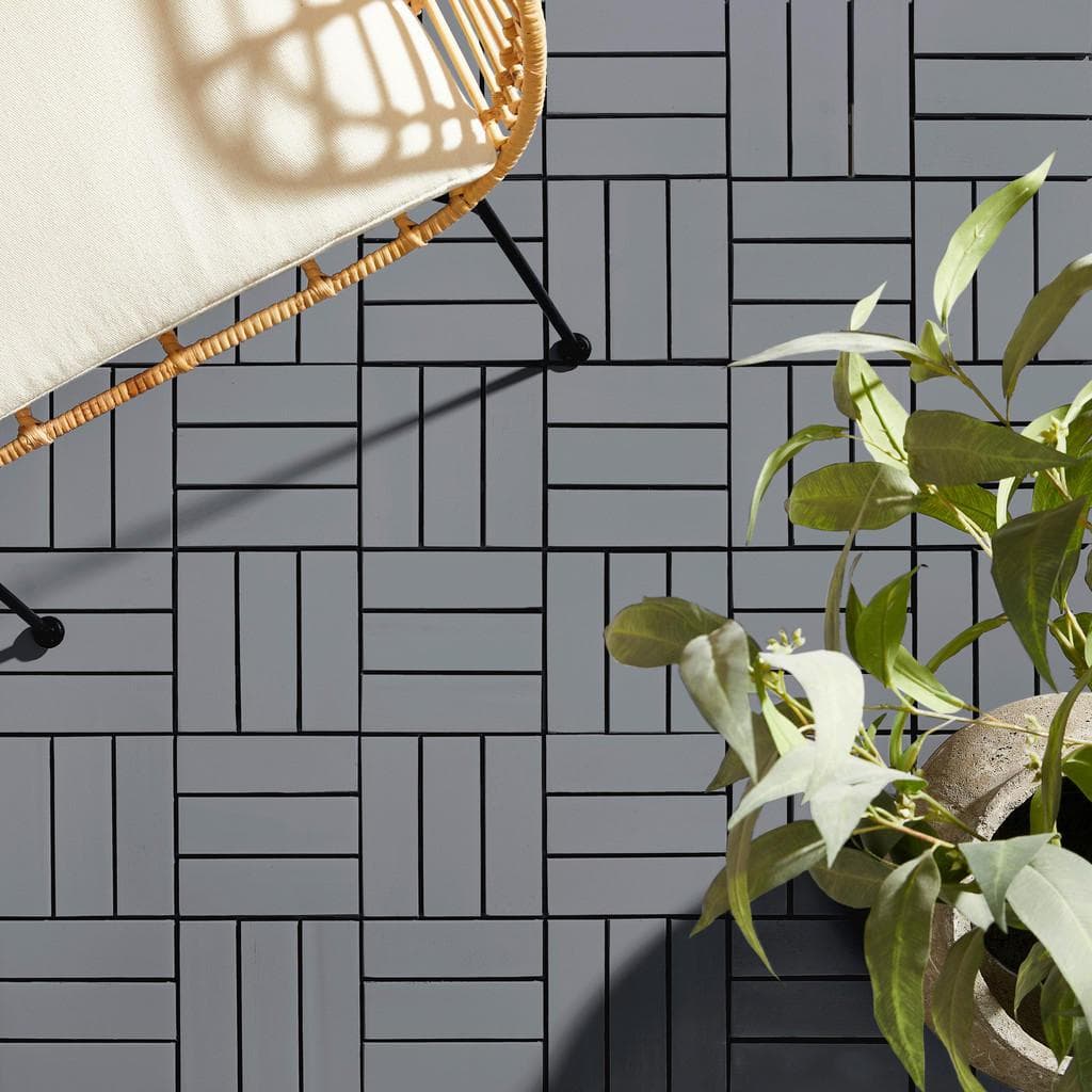 Ambia Garden Terrassenfliesen-Set 10-teilig Grau Massivholz