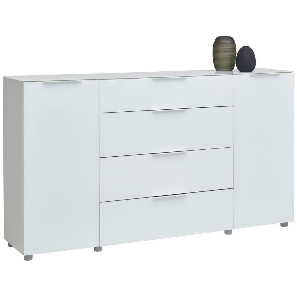 Voleo Sideboard Weiß Hochglanz Holzwerkstoff 4 Fächer 4 Schubladen