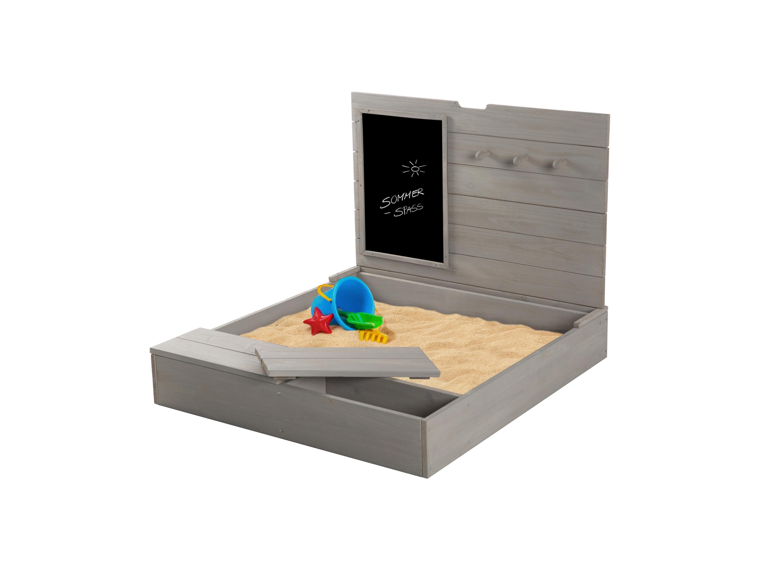 roba® Sandkasten Outdoor+ Aufklappbar Grau Massivholz