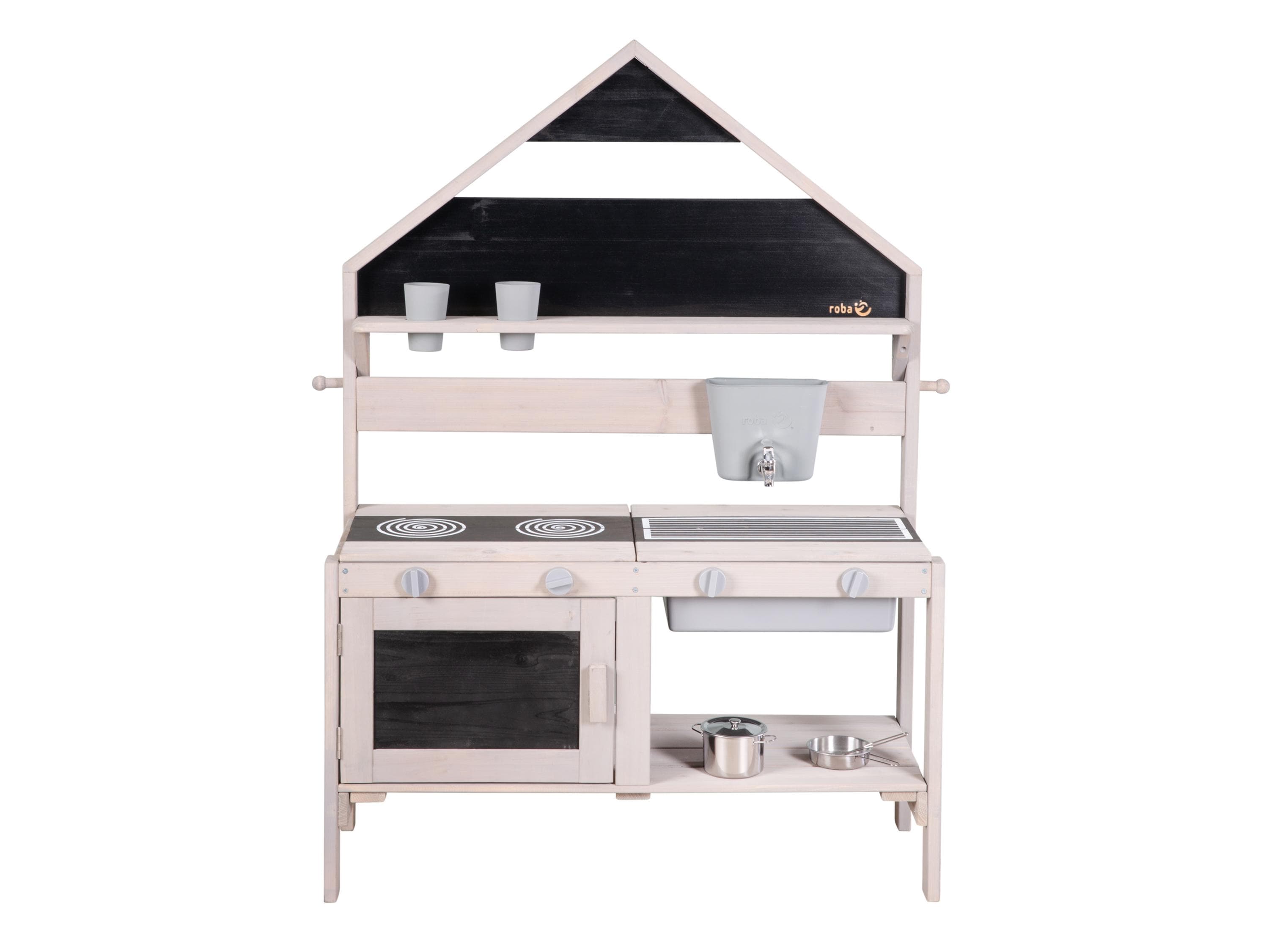 roba® Outdoor-Spielküche Matschküche Grau Hausoptik