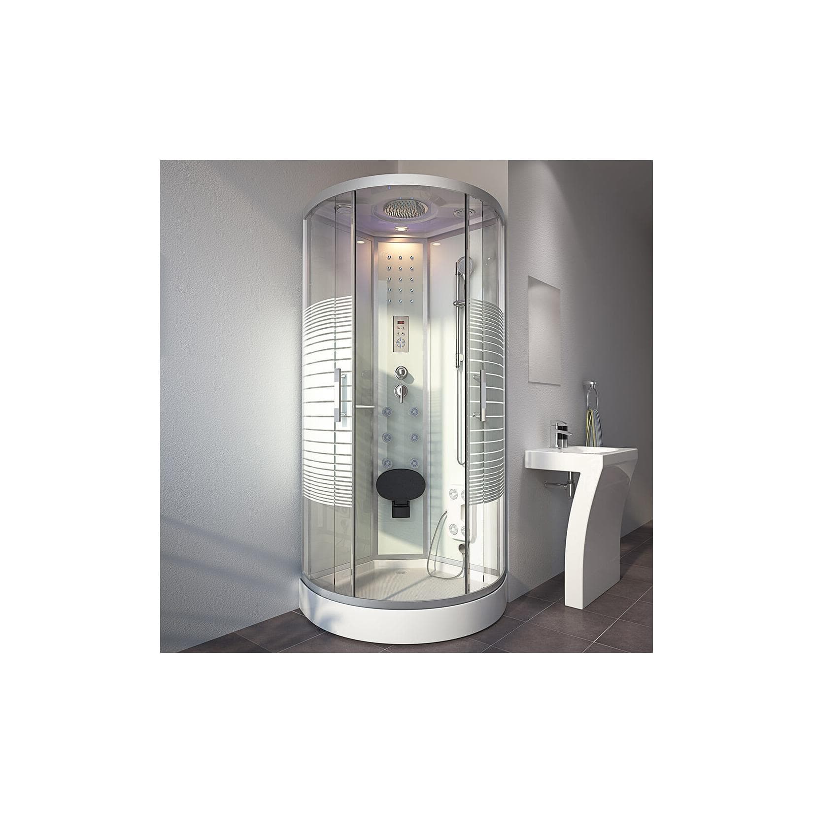 Home Deluxe White Pearl Duschkabine mit Regenbrause