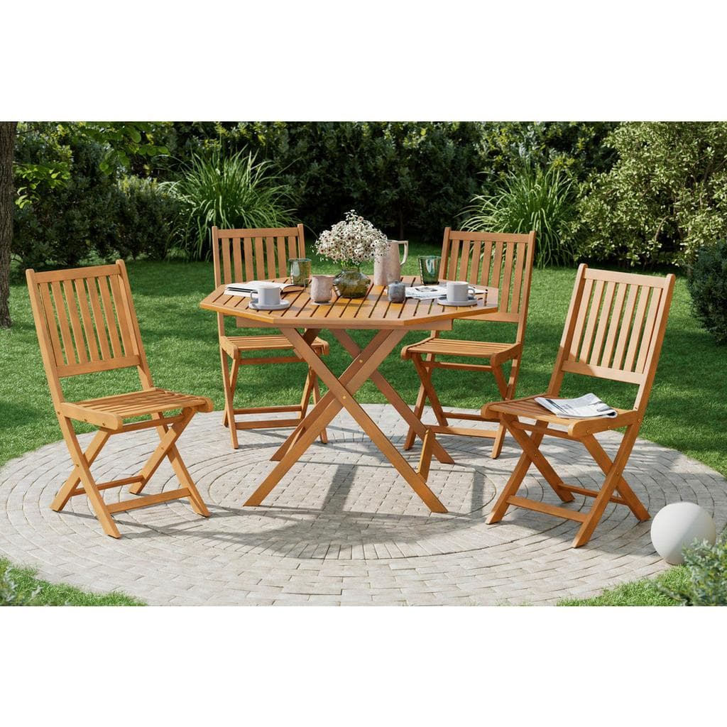Ambia Garden Gartentischgruppe Eukalyptusholz 5-teilig Klappbar