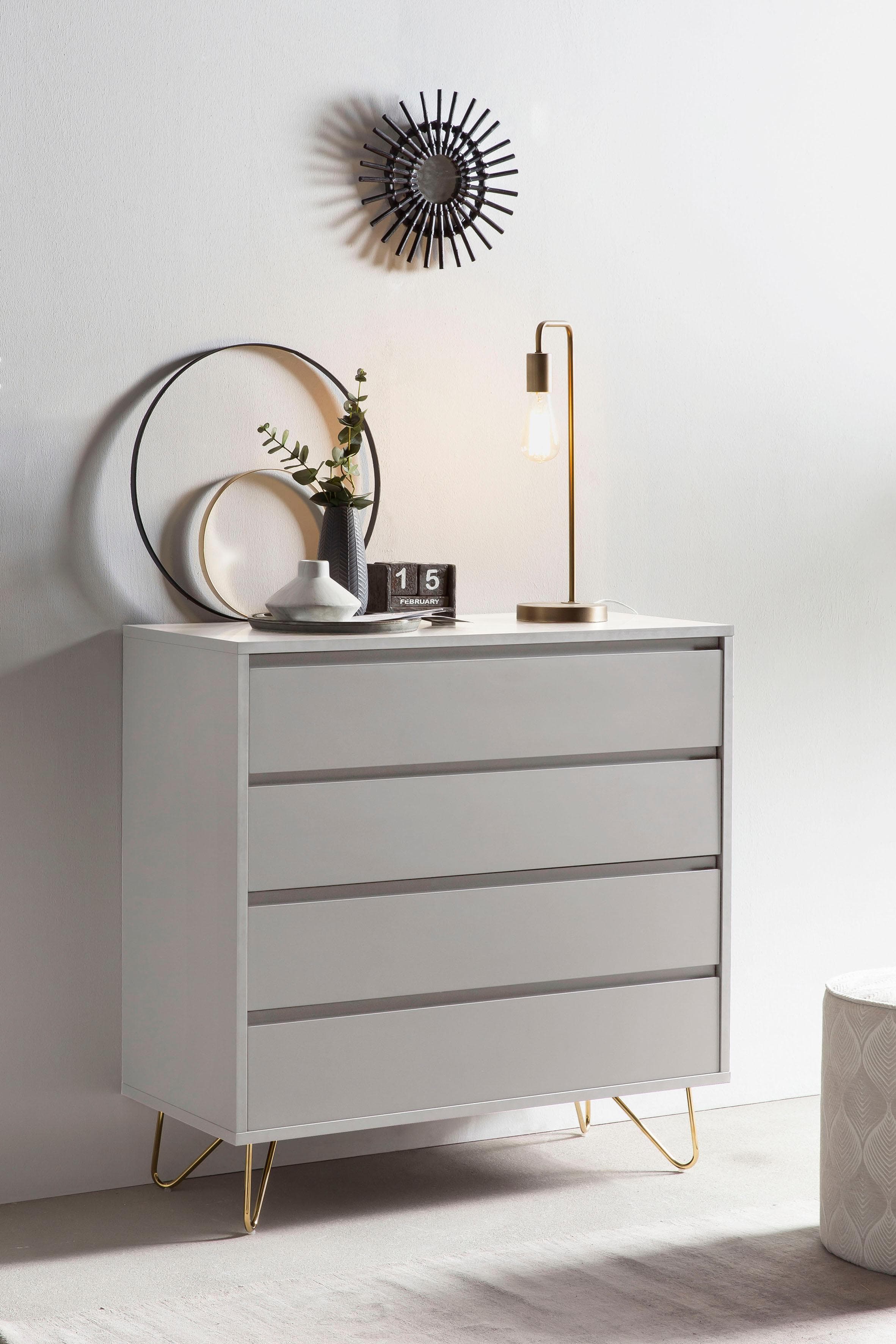 Kommode SALESFEVER "Bolton - Stilvolles Sideboard" Weiß/Gold