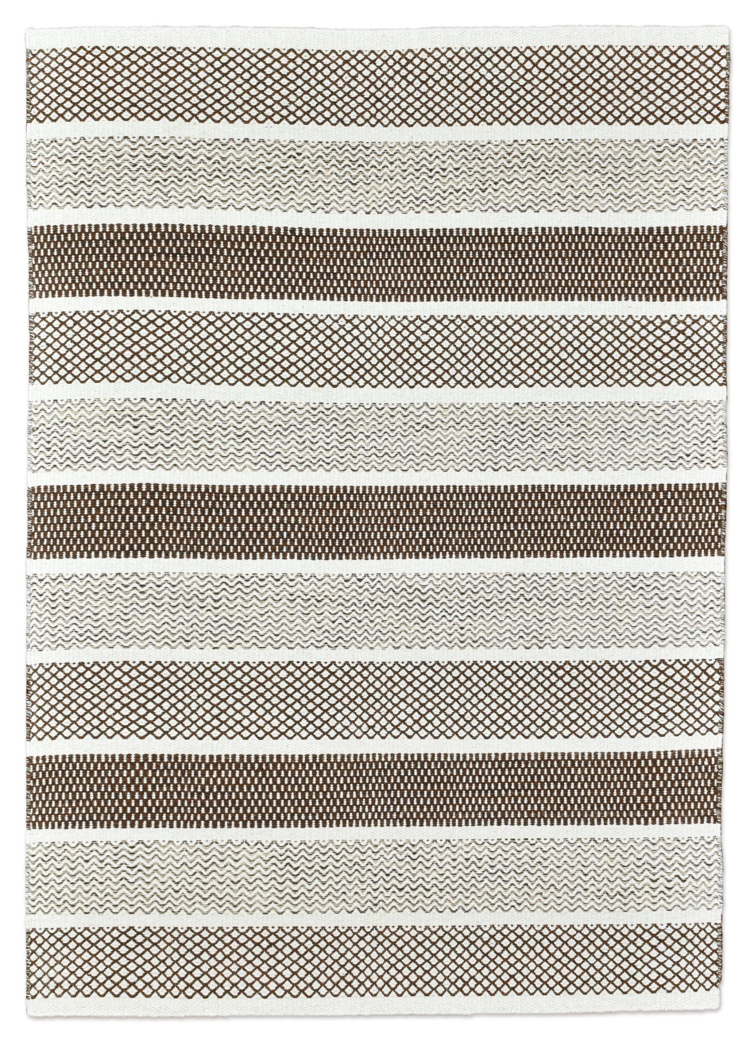 THEKO Wollteppich Trondheim 03: Handgewebt, Gestreift, Reine Wolle