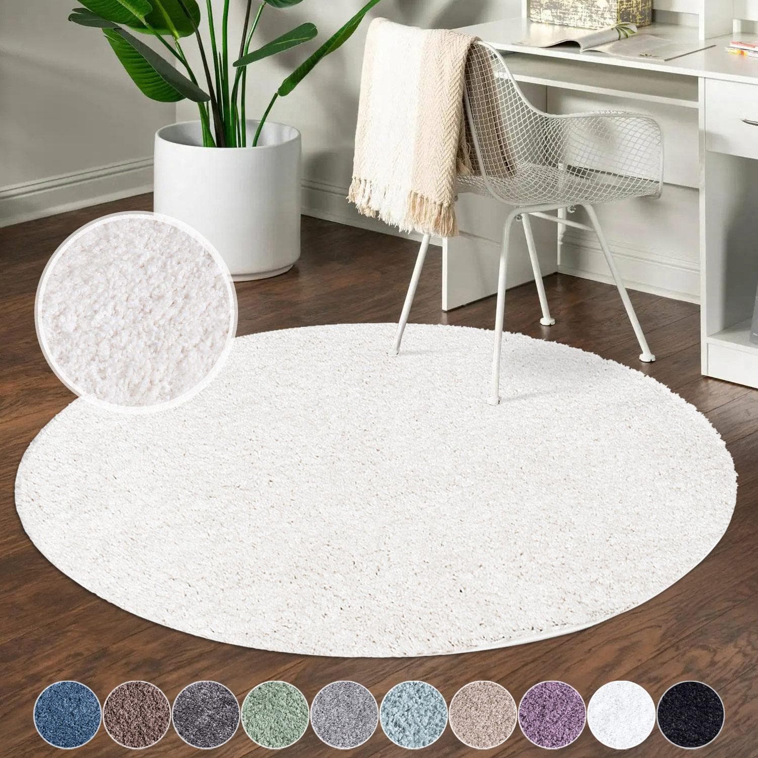 CARPET CITY Shaggy Teppich Rund Beige Polypropylen