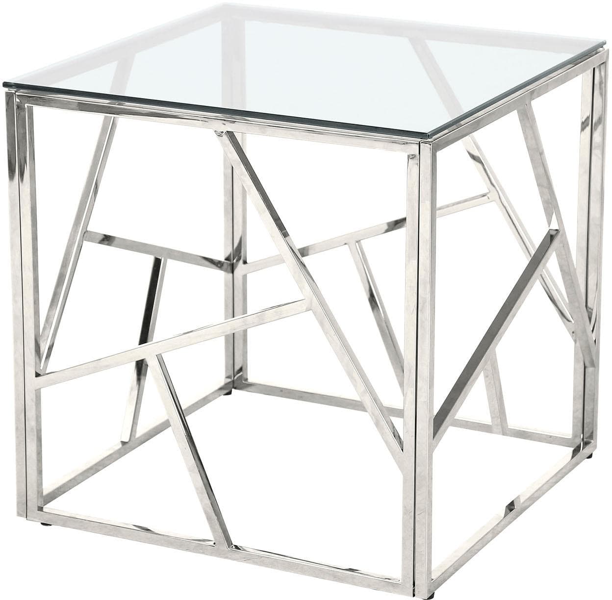 Salesfever Beistelltisch Silber Edelstahl Sicherheitsglas Modern