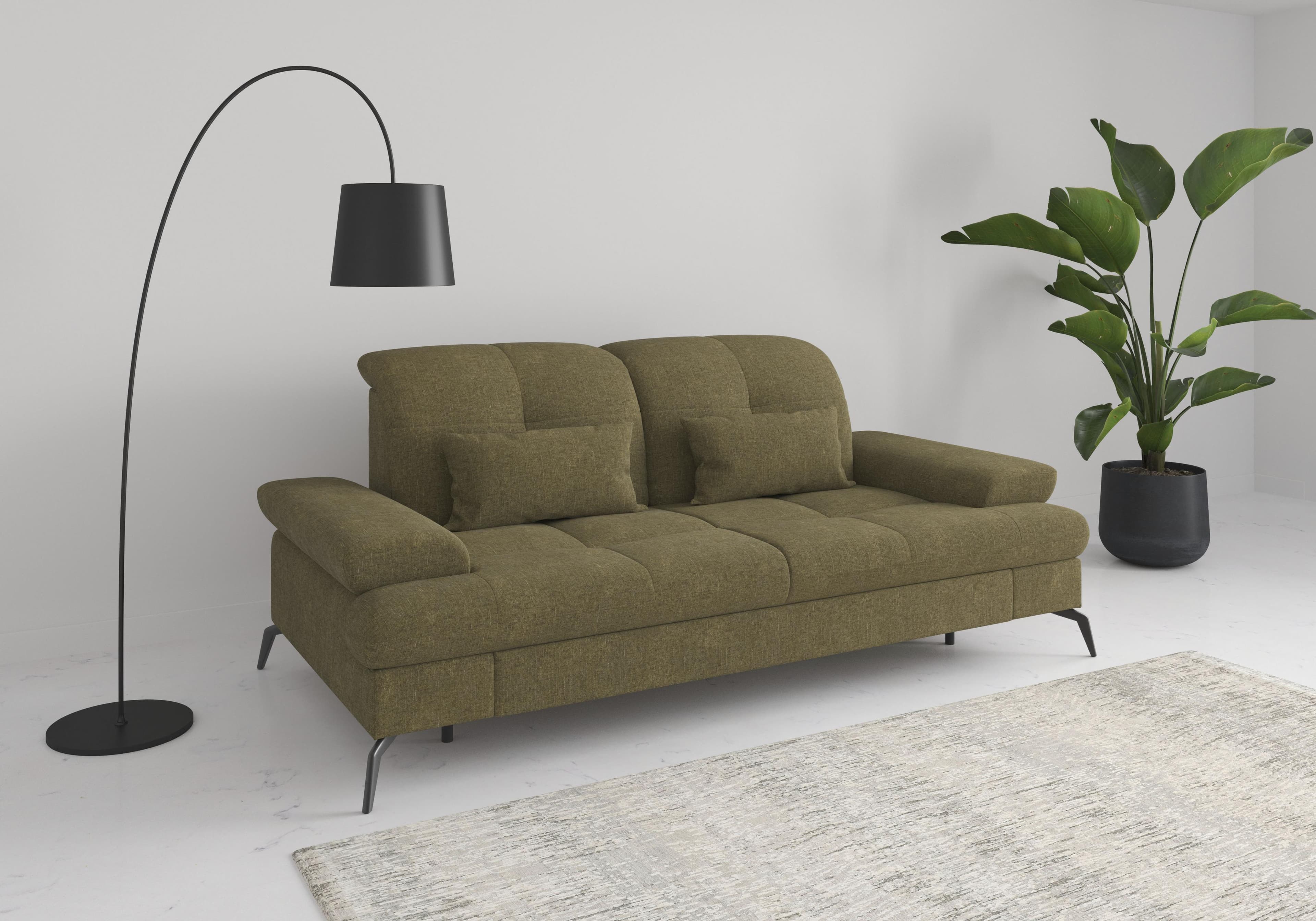 SIT & MORE 3-Sitzer Sofa Amica Olive mit Sitztiefenverstellung