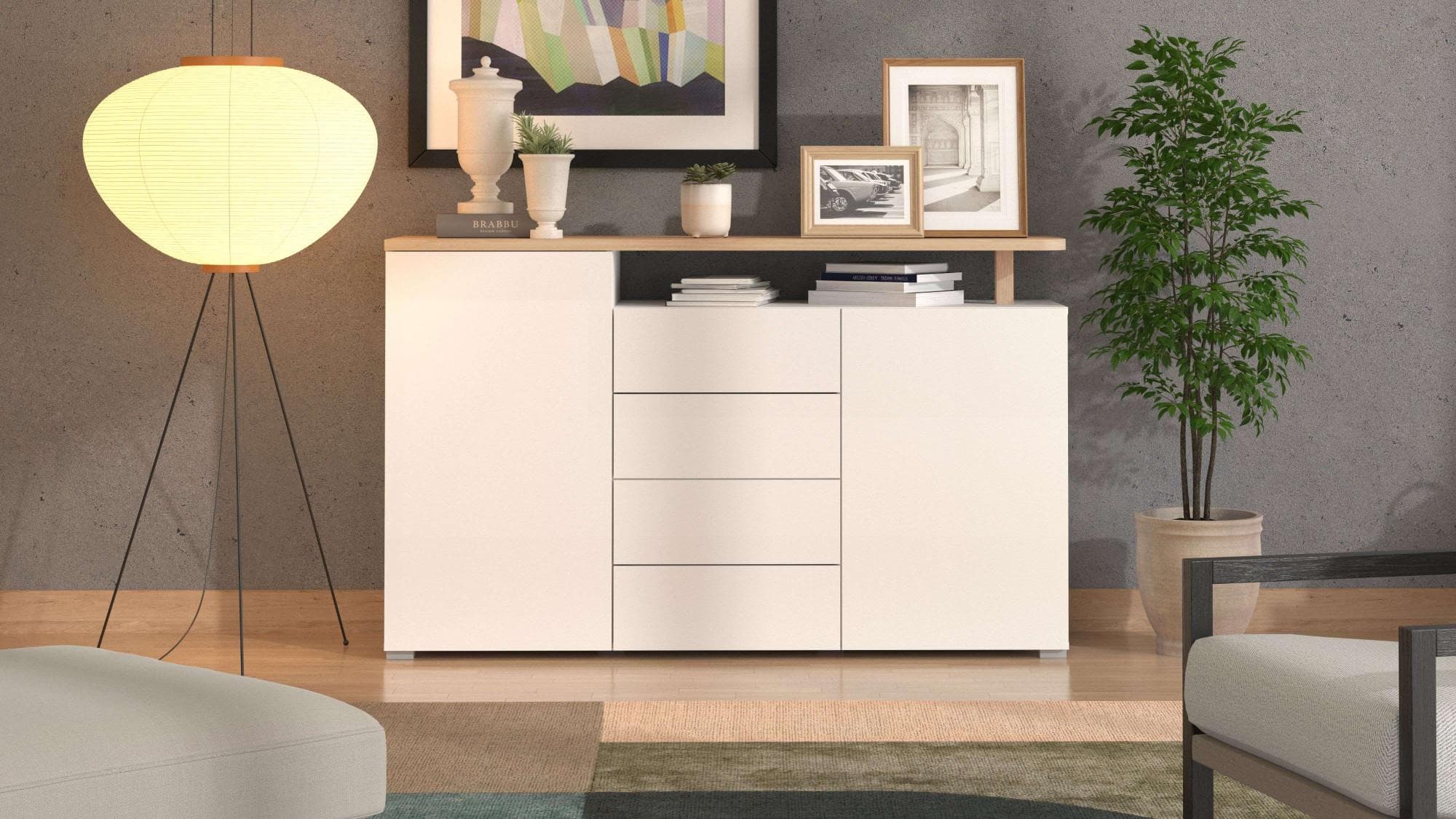 Sideboard INOSIGN Aterno Kommode Anrichte Weiß Push-to-Open