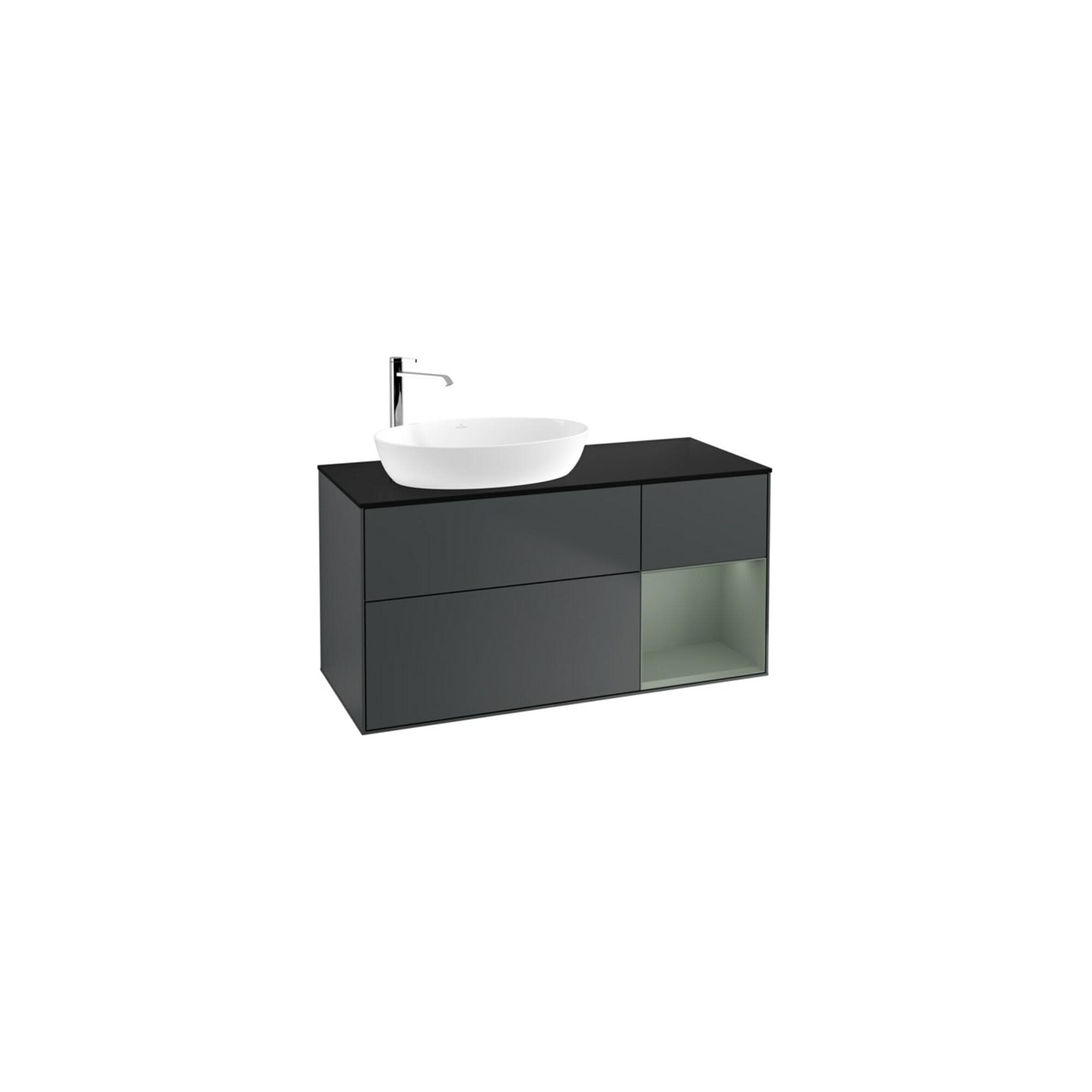Villeroy und Boch Finion Waschtischunterschrank 120cm, Beleuchtetes Regalelement, LED-Beleuchtung, Wandhängend