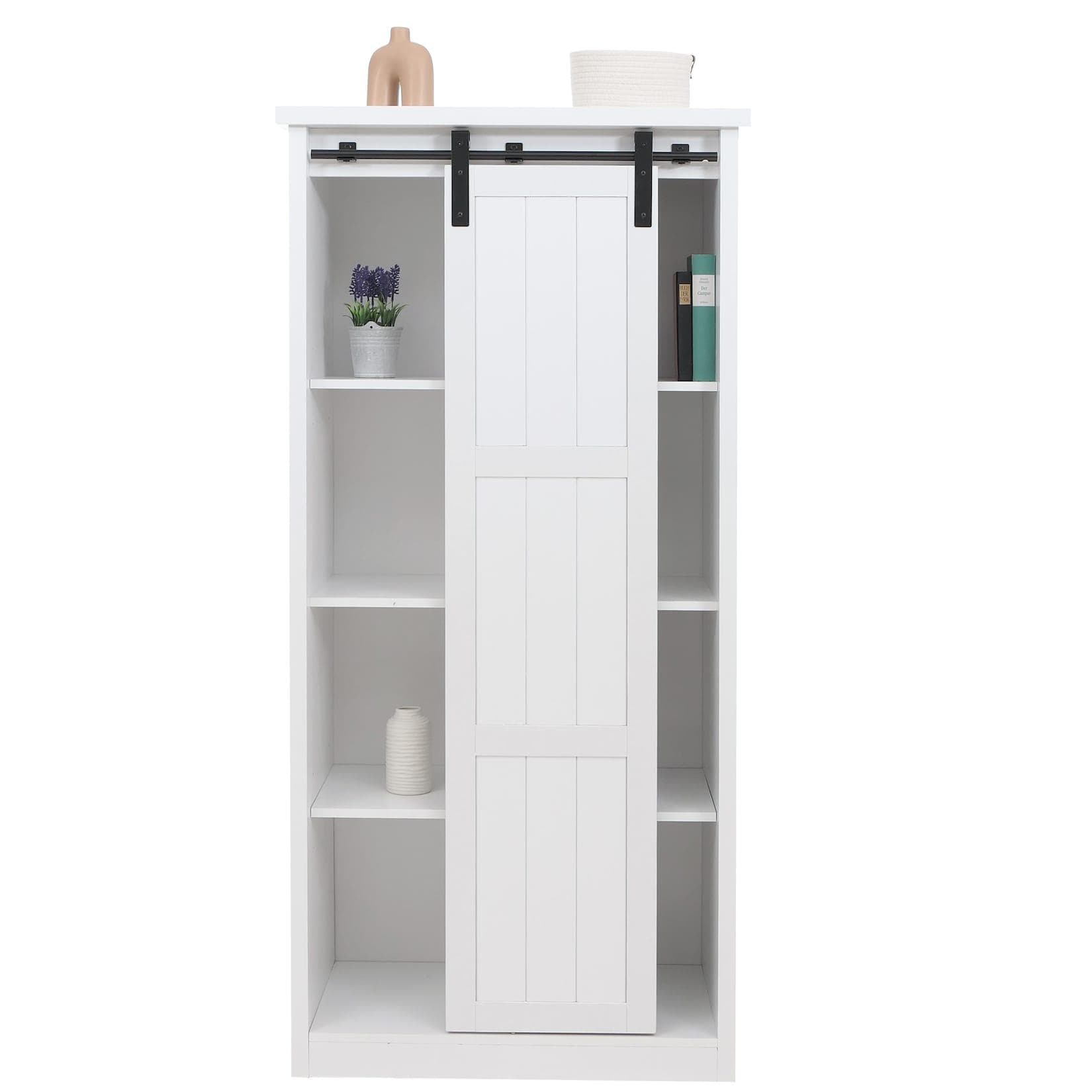 MCW Schiebetürenschrank K75 Weiß Holz-Optik Industrial Metall