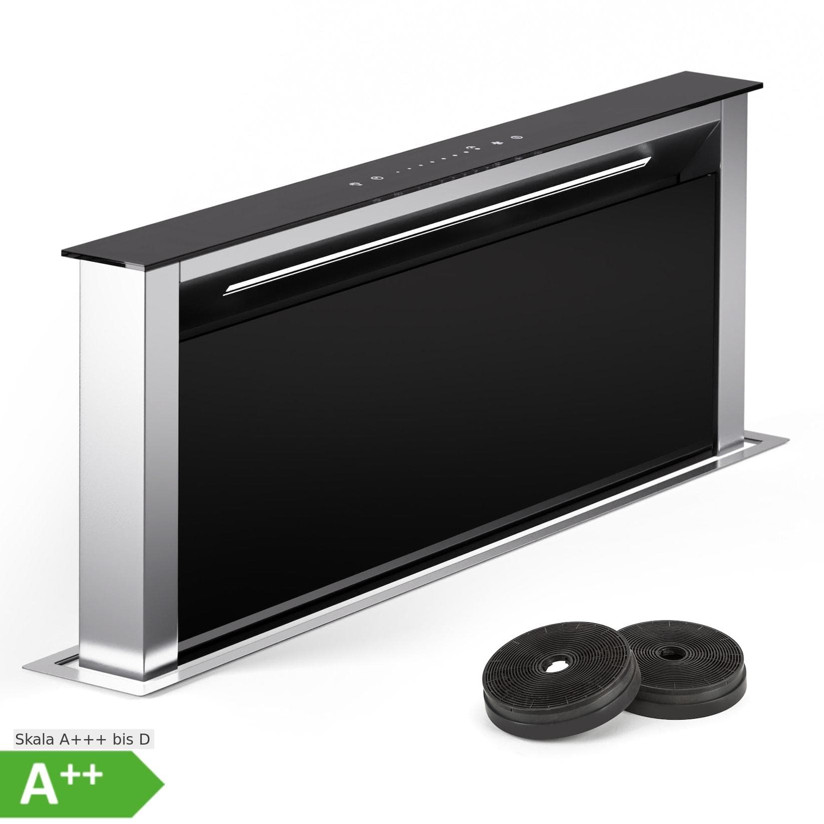 Klarstein Royal Flush Eco 75 Dunstabzugshaube Edelstahl Schwarz