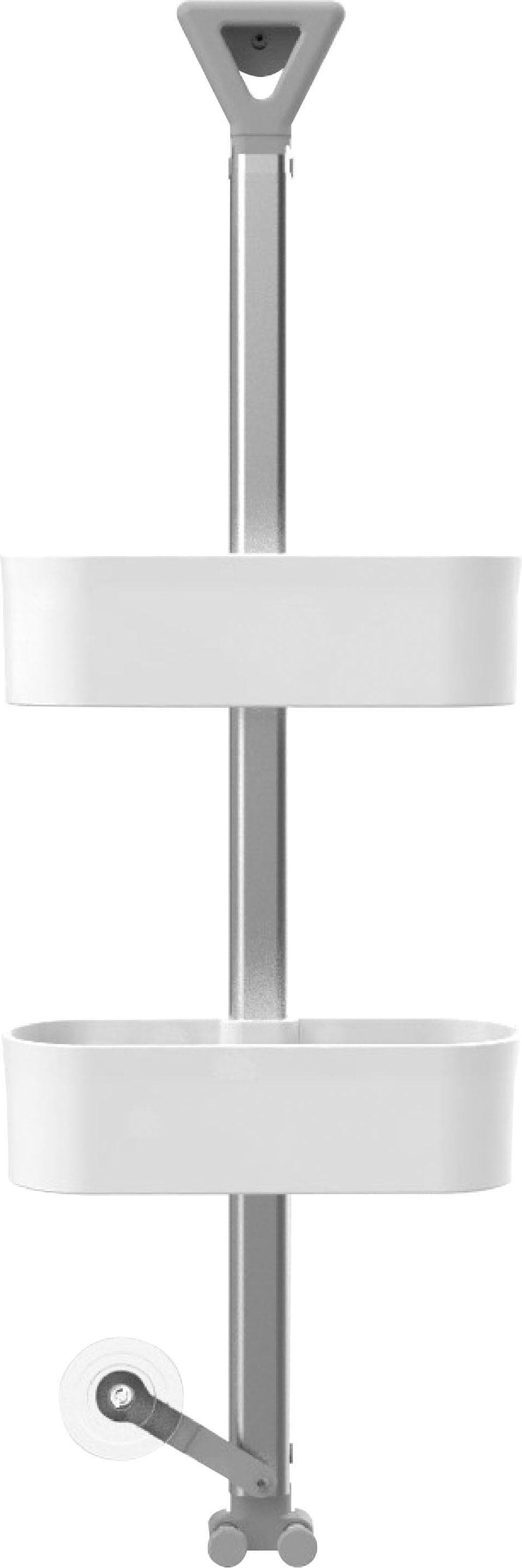BISCHOF Duschregal Sida Silber mit 2 Ablagen und Haken