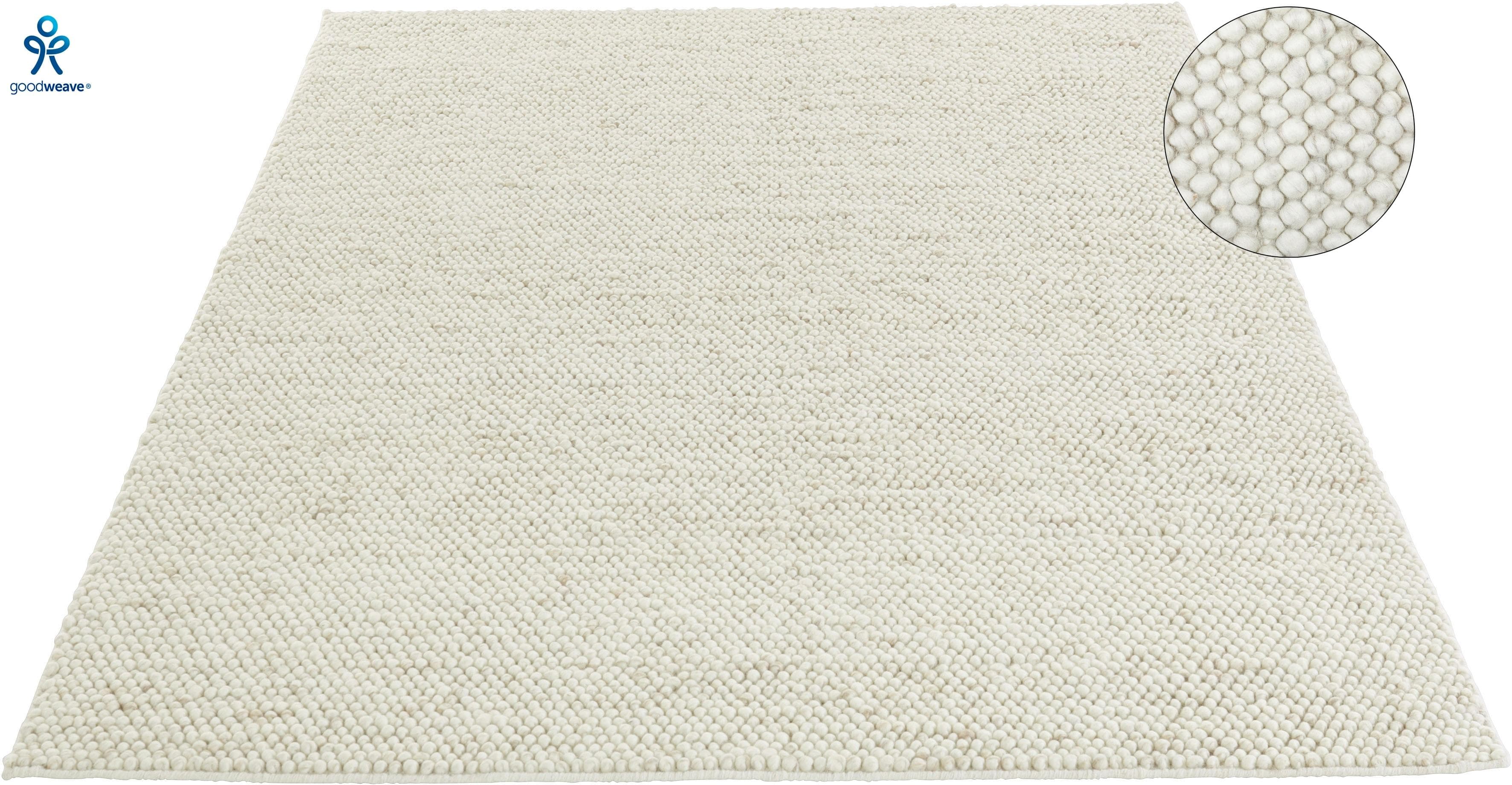 Wollteppich "Ainhoa, handgewebt, Wolle" Creme 120x180 cm