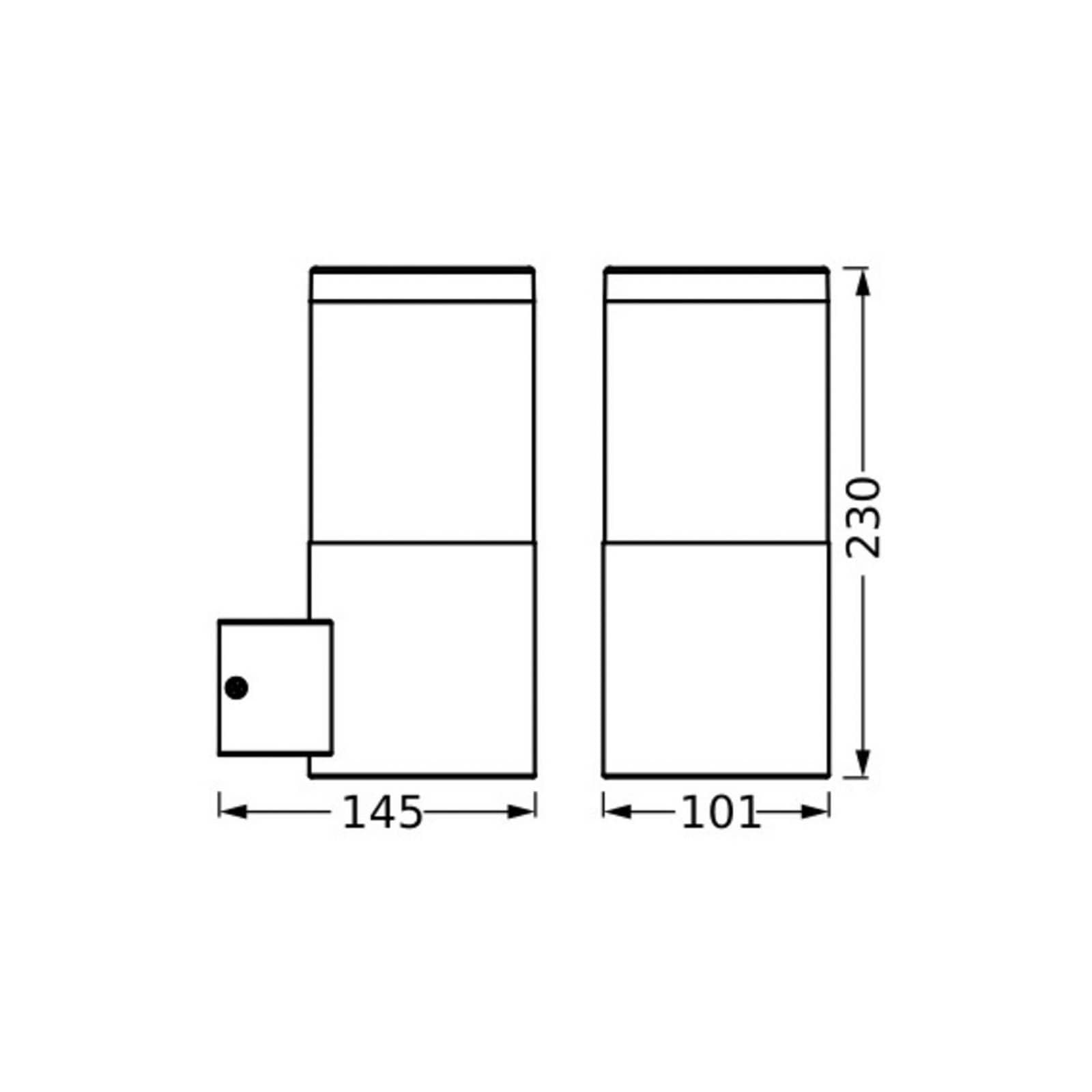 Klassische Außenwandleuchte aus Edelstahl in Dunkelgrau