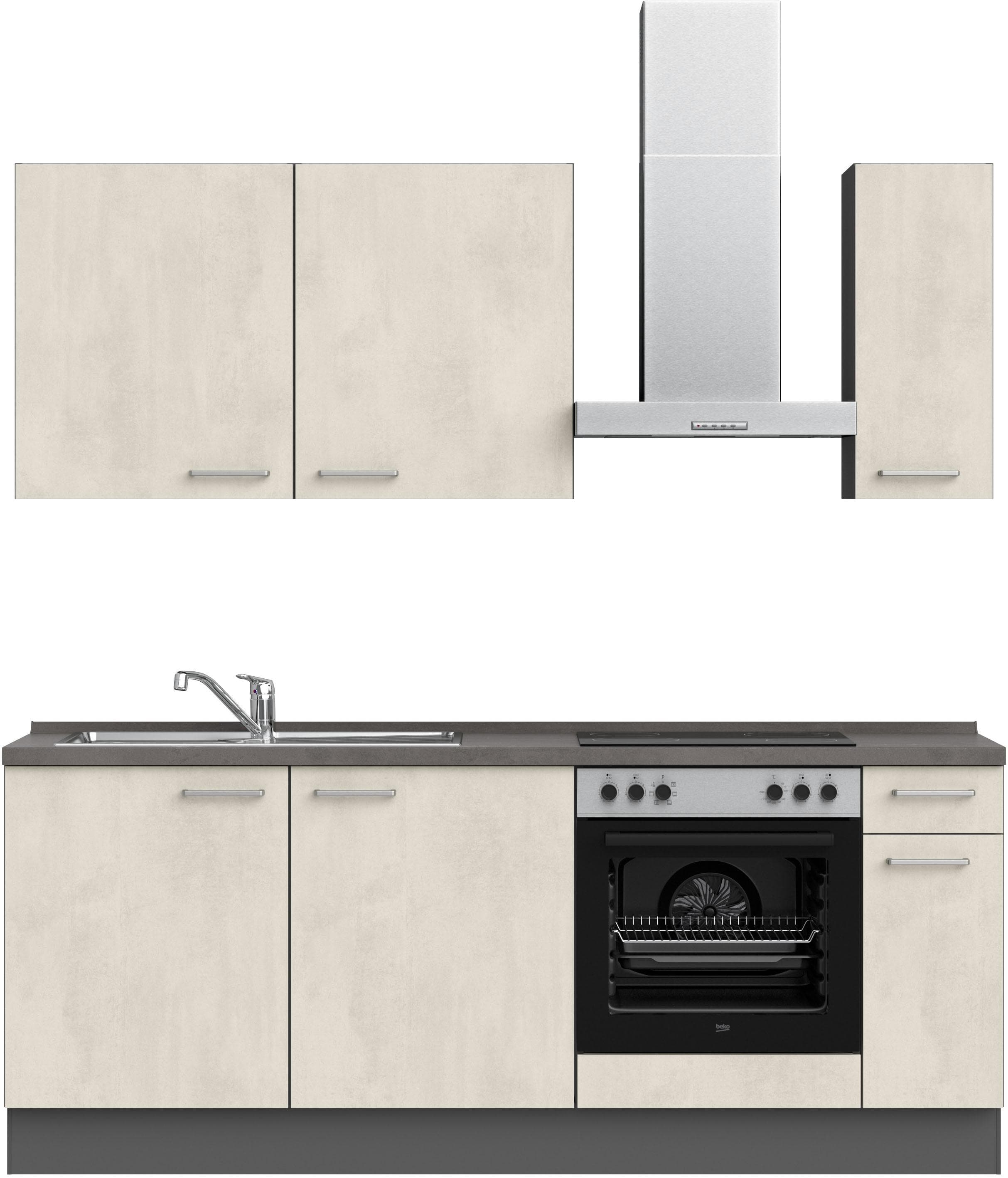 Nobilia Küchenzeile Riva I Weiß Grau mit E-Geräten vormontiert