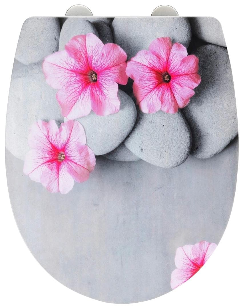 WENKO WC-Sitz mit Absenkautomatik Grau/Rosa