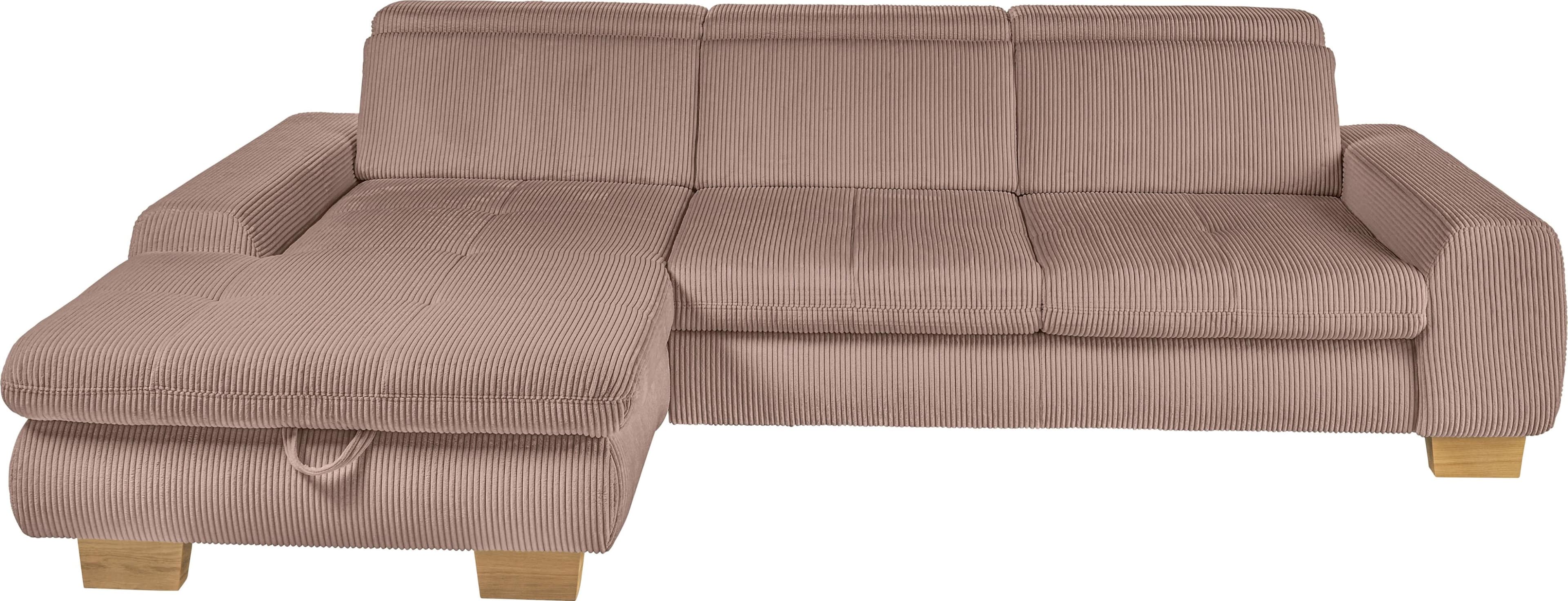 SET ONE BY MUSTERRING Ecksofa Rosa Cord mit Ottomane und Verstellfunktion