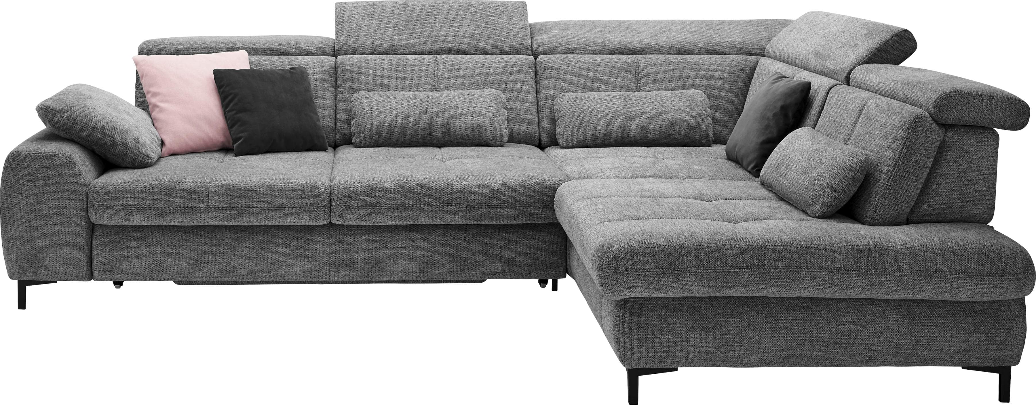 SET ONE BY MUSTERRING Ecksofa Anthrazit mit Bettfunktion und Schubkasten