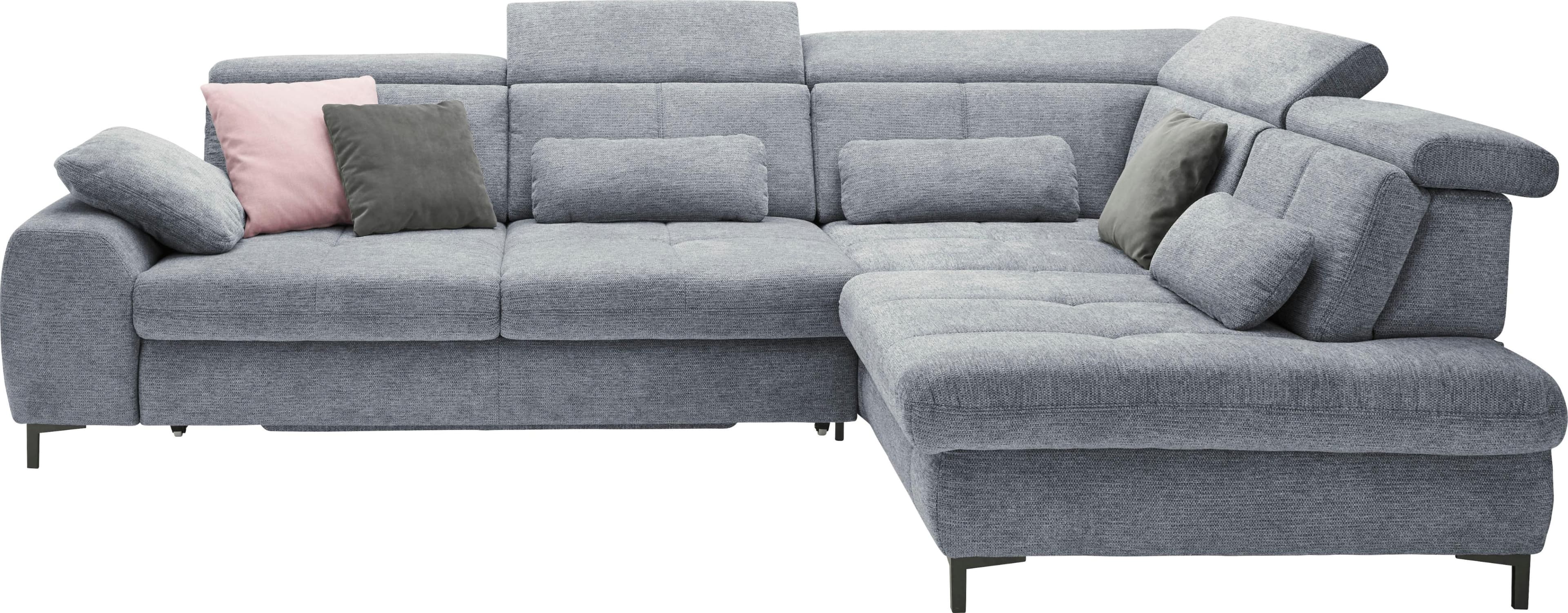 SET ONE BY MUSTERRING Ecksofa Blau Flachgewebe mit Sitztiefenverstellung
