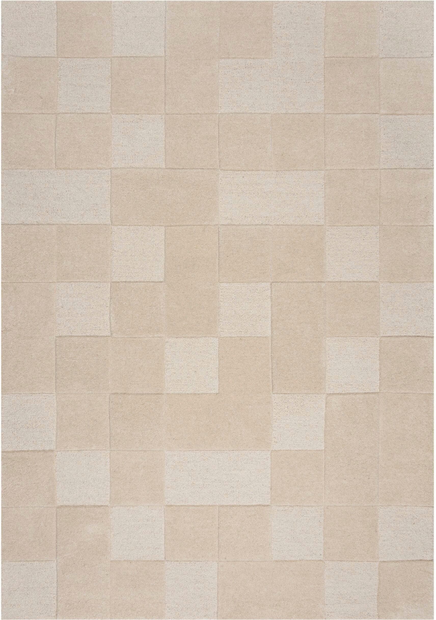 FLAIR RUGS Wollteppich Checkboard: Moderner Wolle Teppich mit Geometrischen Mustern