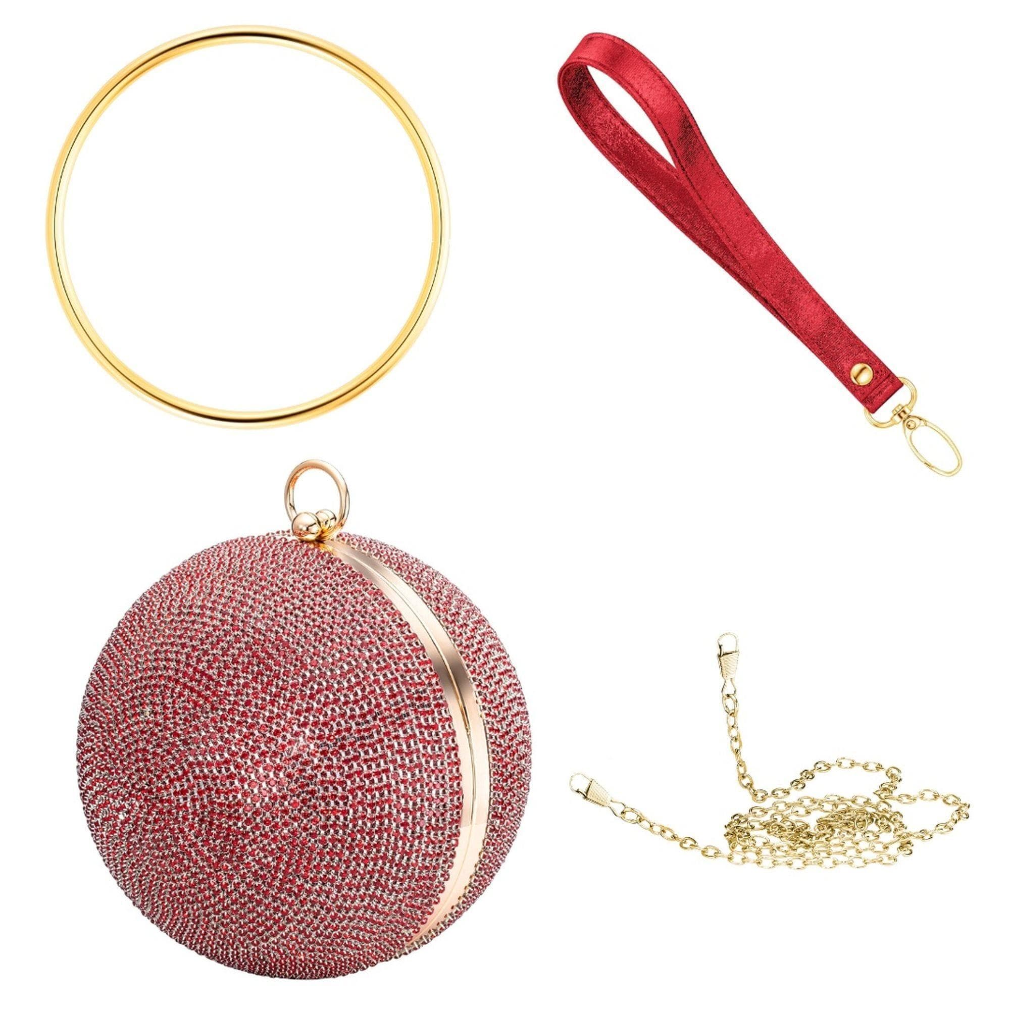 Abendtasche JULIE JULSEN Metall mit Zirkonia rot