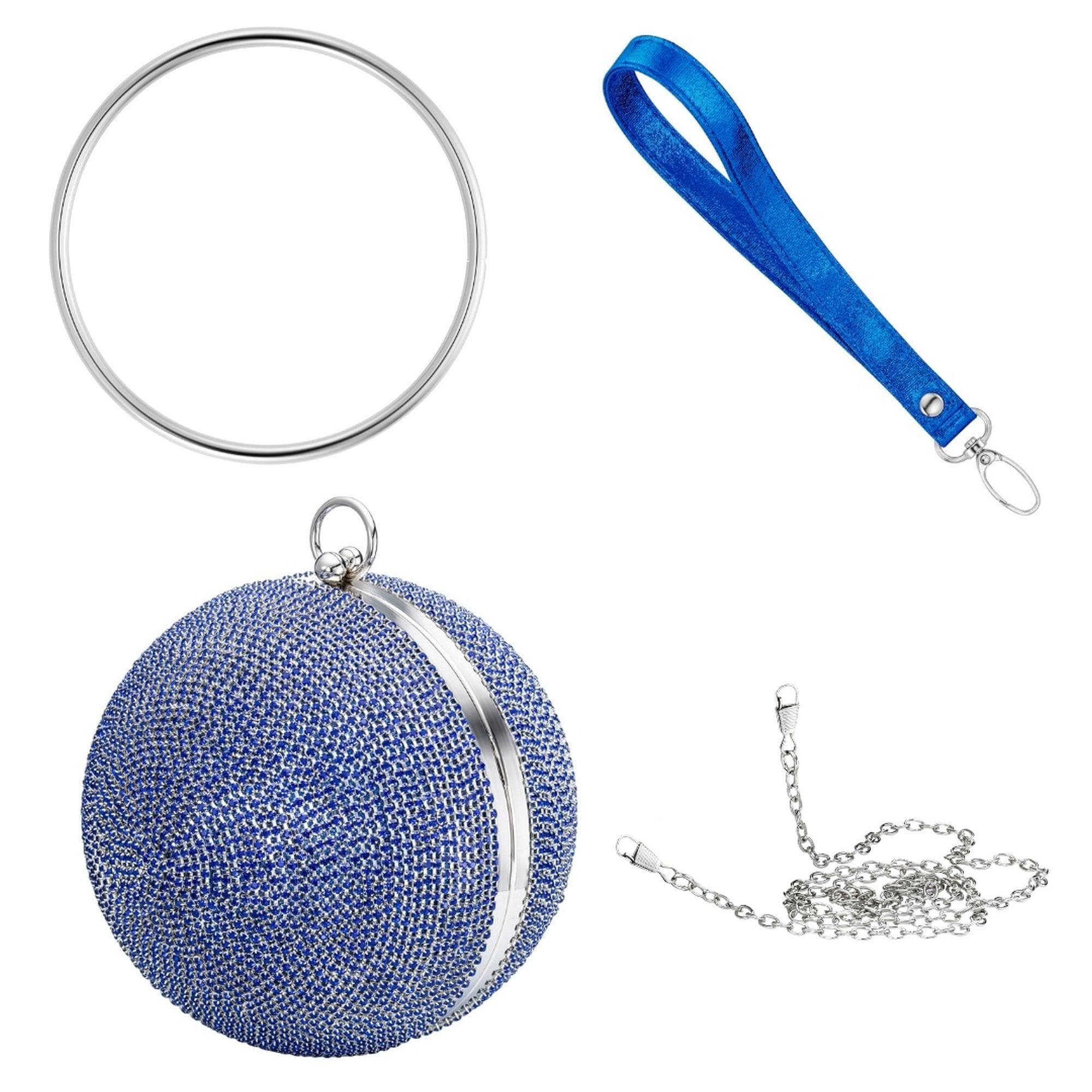 Abendtasche JULIE JULSEN Metall mit Zirkonia blau