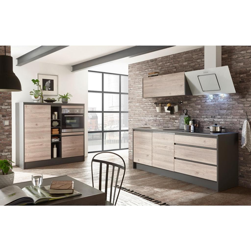 BASIC by Balculina Küchenzeile Less Grau Anthrazit