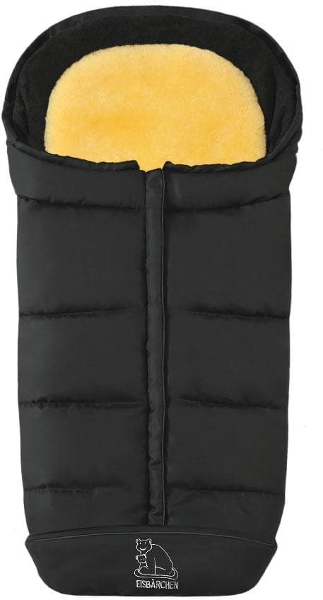 Heitmann Felle Fußsack Eisbärchen 2-in-1 Schwarz Lammfell Winterfußsack