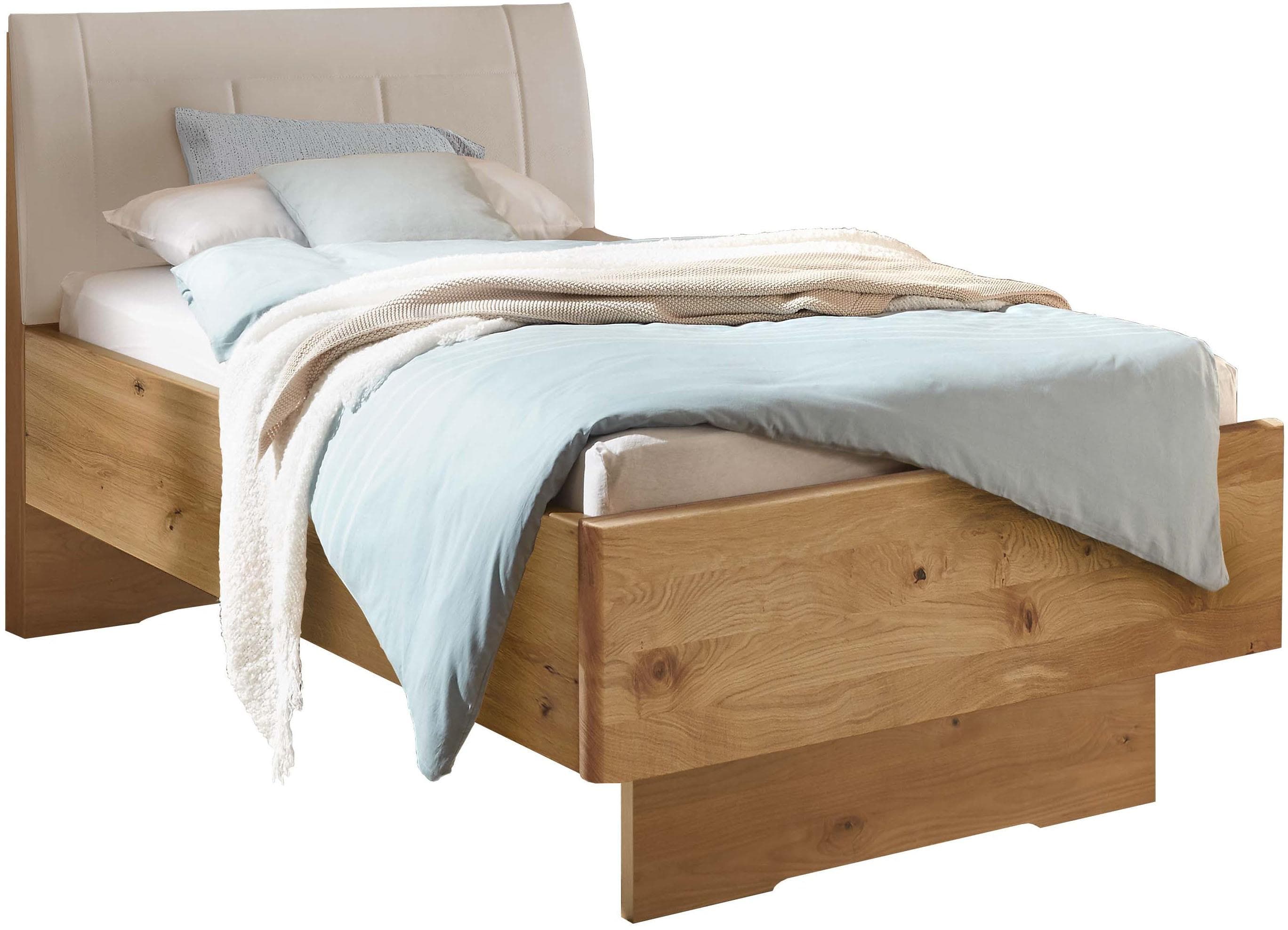 Holzbett WIEMANN Cardiff Polsterkopfteil Bianco-Eiche