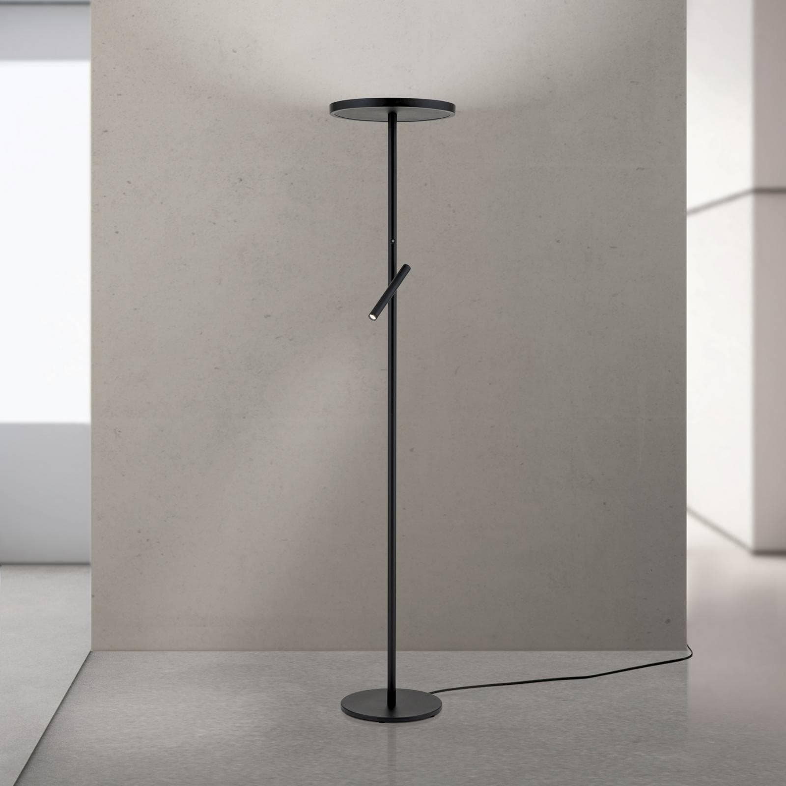 LED-Stehleuchte Teide Schwarz Metall Leselampe Dimmer