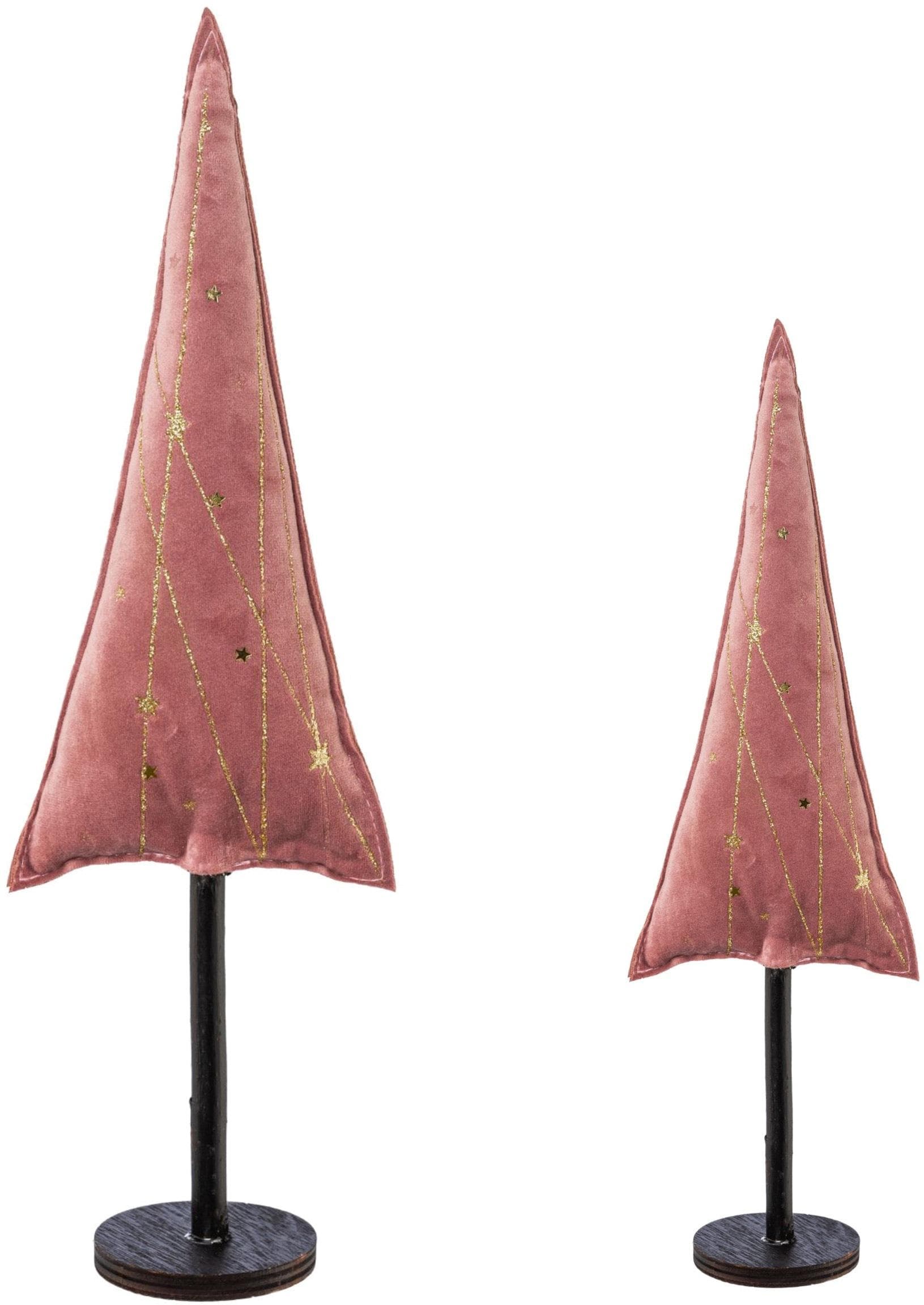 Dekobaum CREATIV DECO Rosa Weihnachtsdeko 2er Set Samt