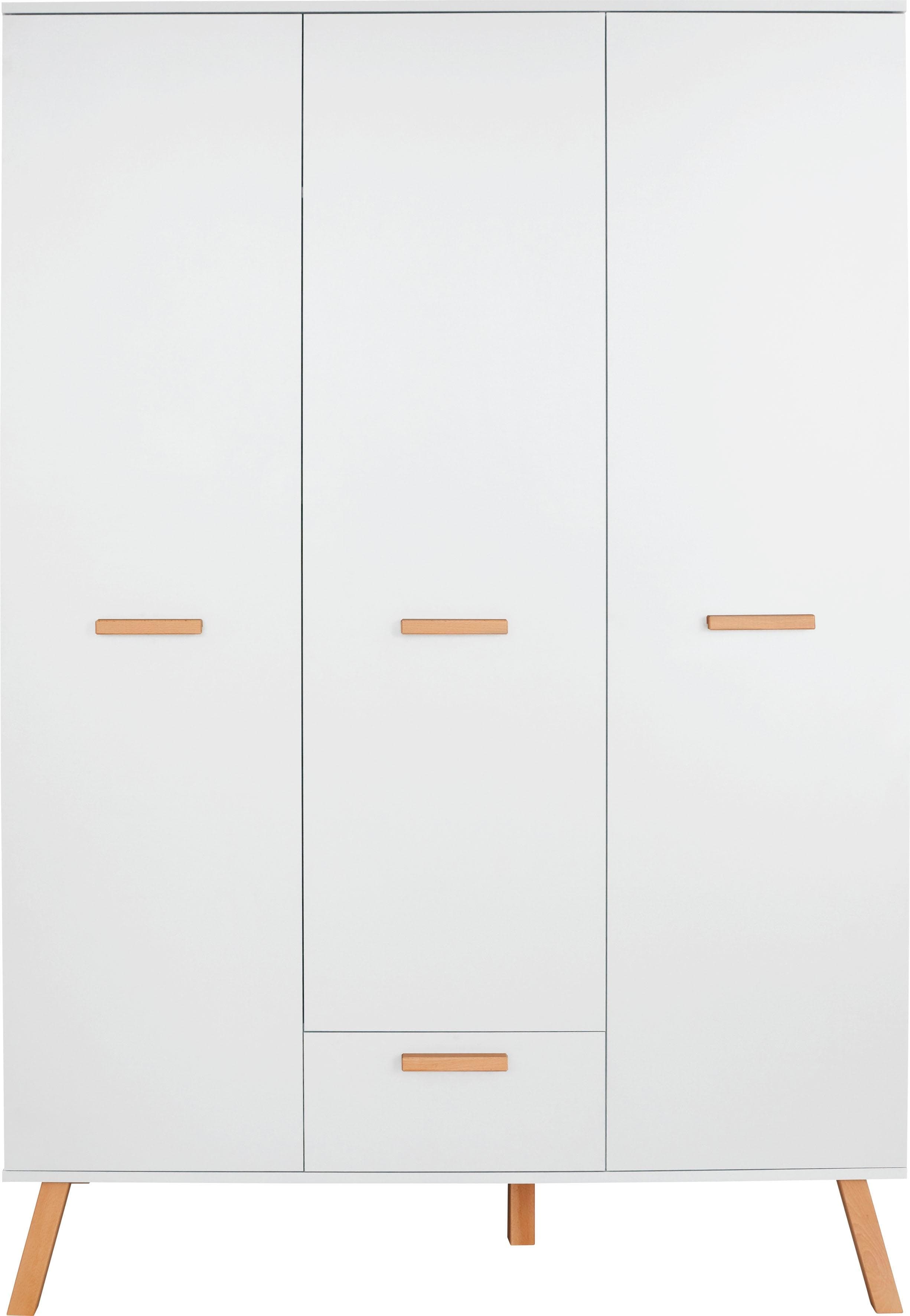 TRENDTEAM Kleiderschrank Mats Weiß 3-türig mit Schubladen