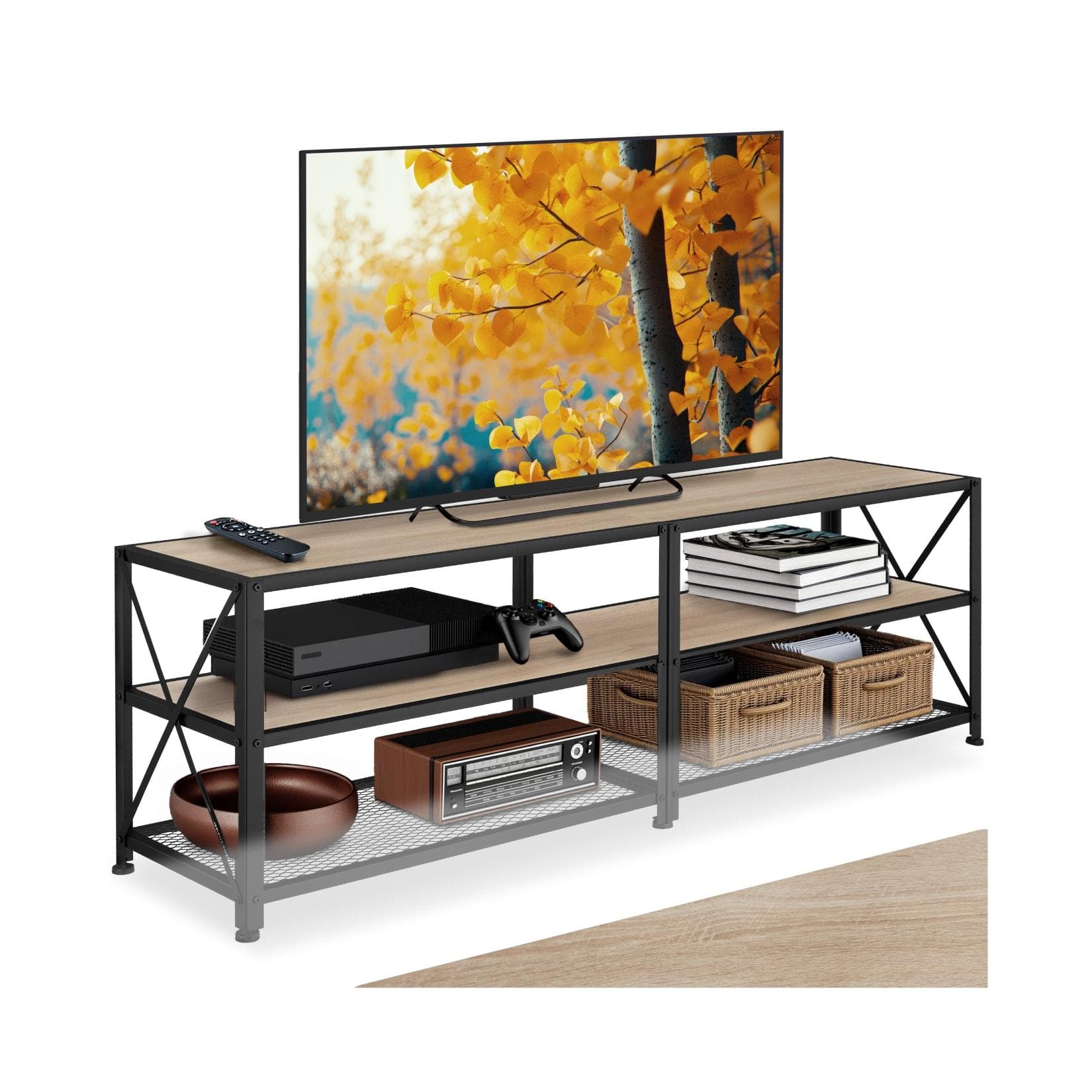 tectake® TV-Regal Industrial Style 3 offene Etagen