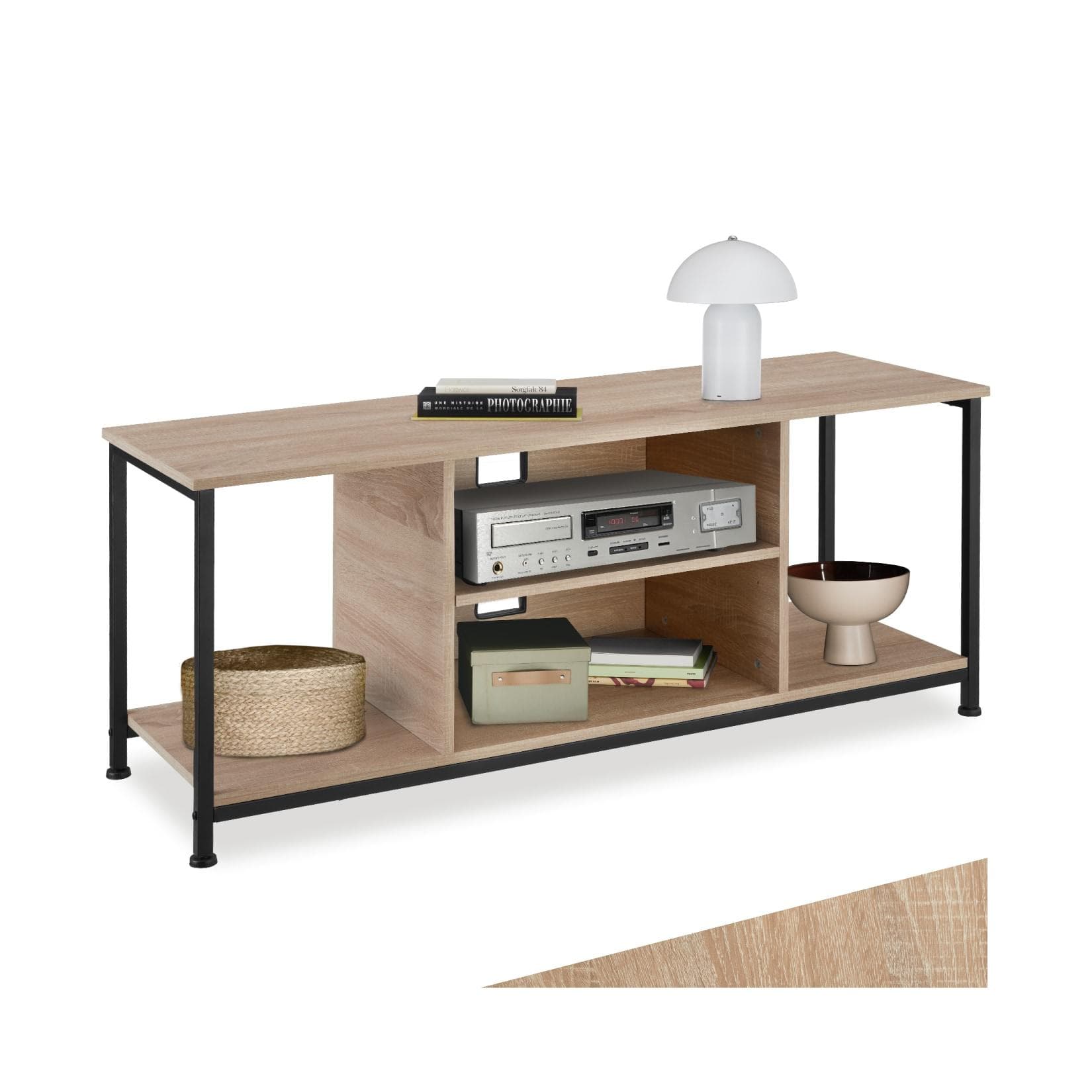 TecTake TV-Regal Industrial Style 4 offene Fächer