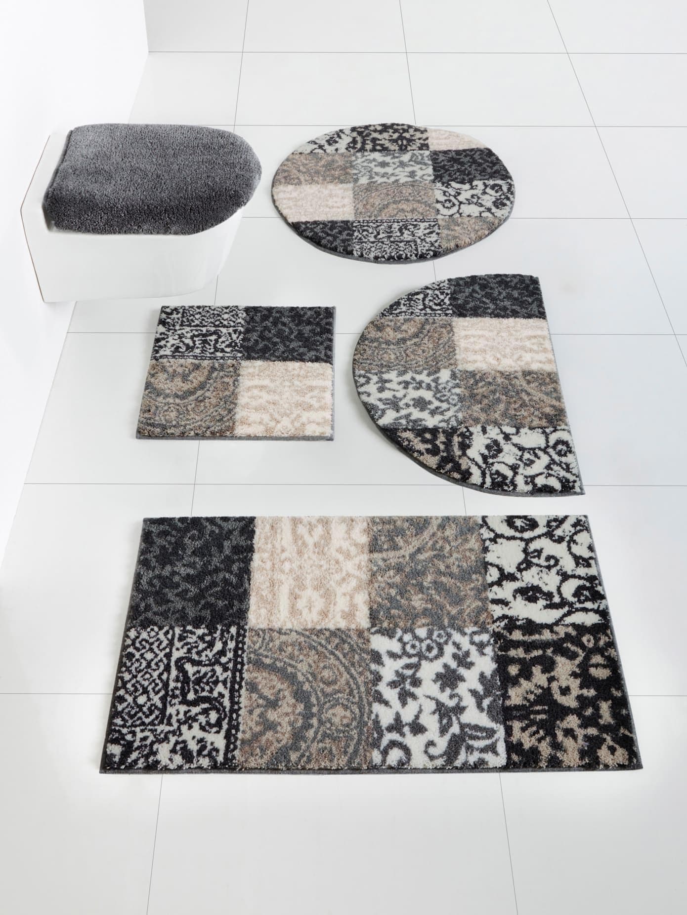 Grund Badematte Grau Gemustert