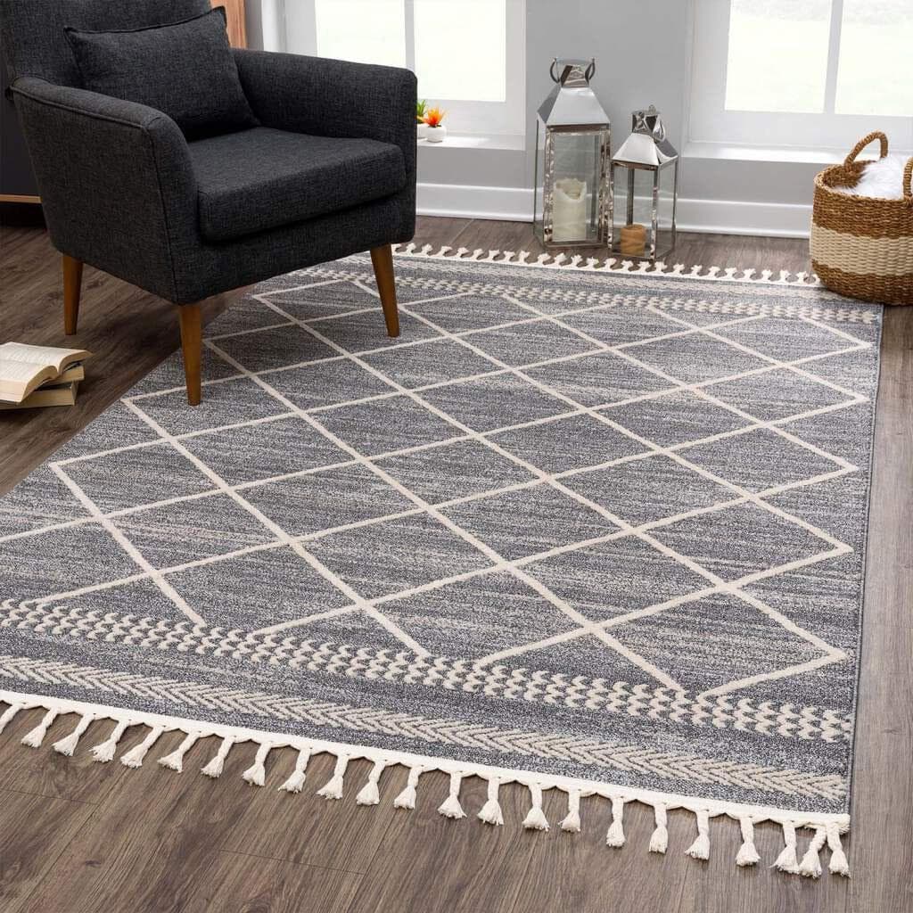Carpet City Teppich Art 2645 Grau Kurzflor Rauten-Optik