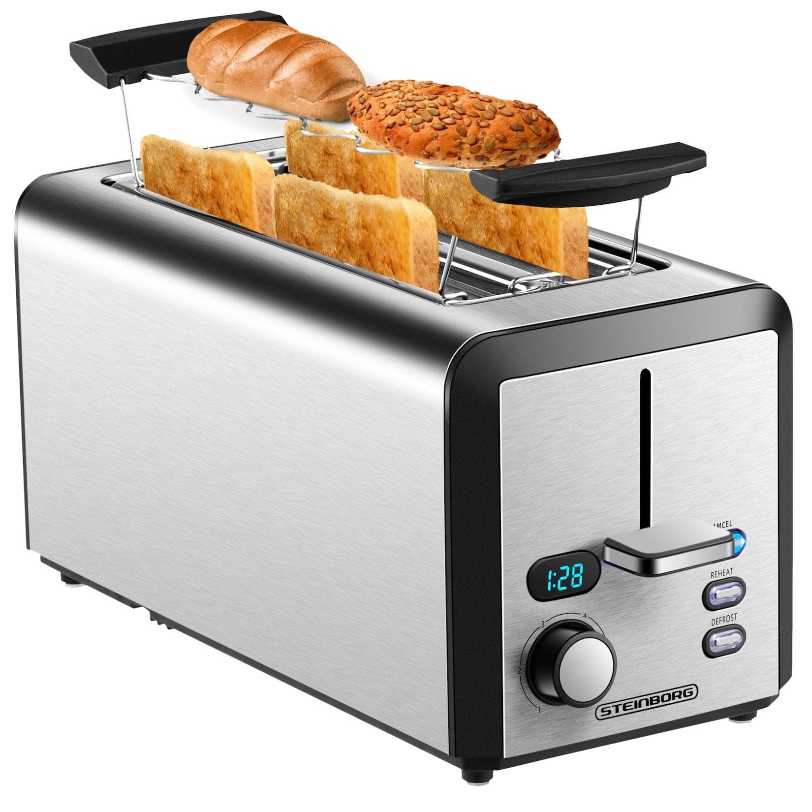 Steinborg Langschlitz Toaster Digitales Display 1500W
