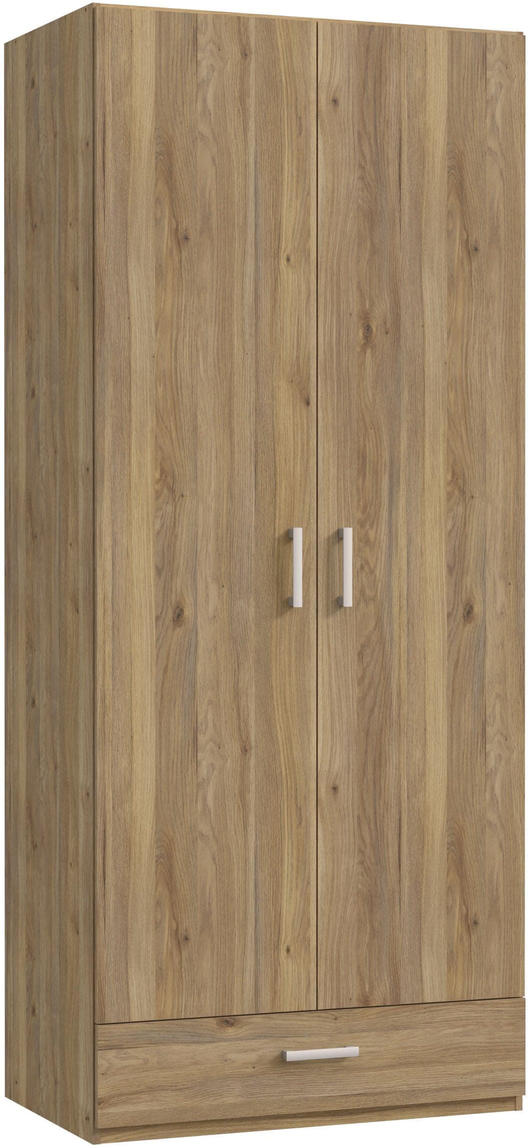 Drehtürenschrank FORTE Eiche mit Kleiderstange und Schublade