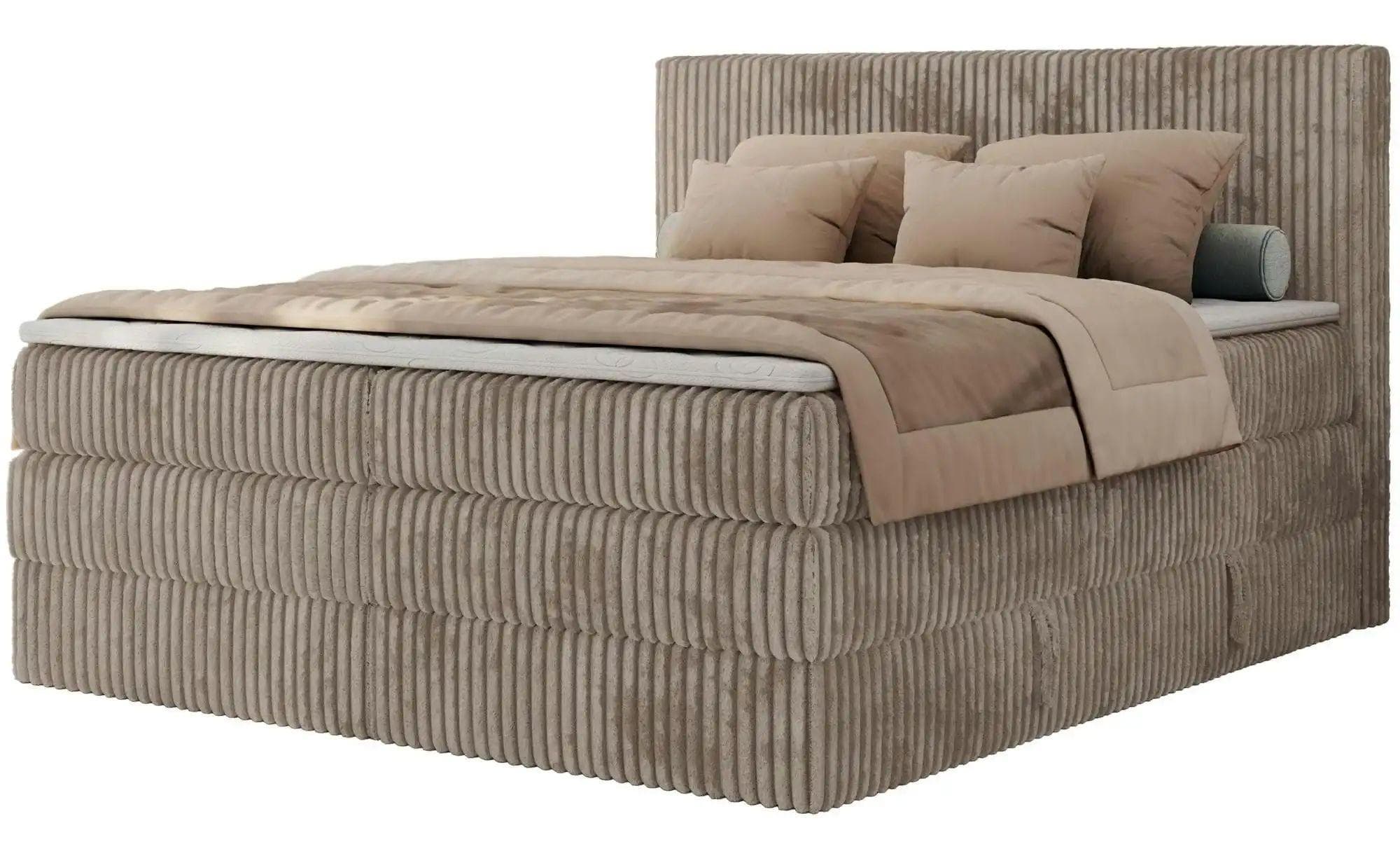 Cord Boxspringbett TILIANO KING mit Multipocket-Matratze und Topper