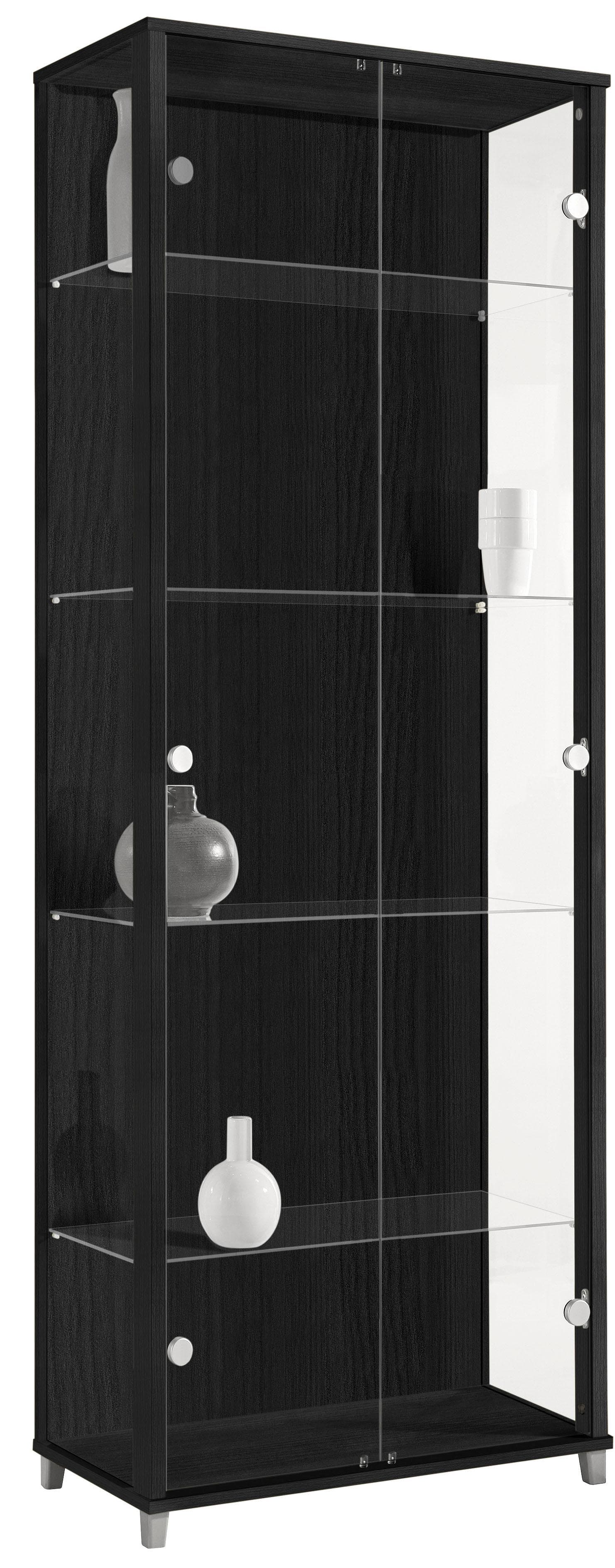 FIF MÖBEL Vitrine OPTIMA Schwarz mit Glasböden