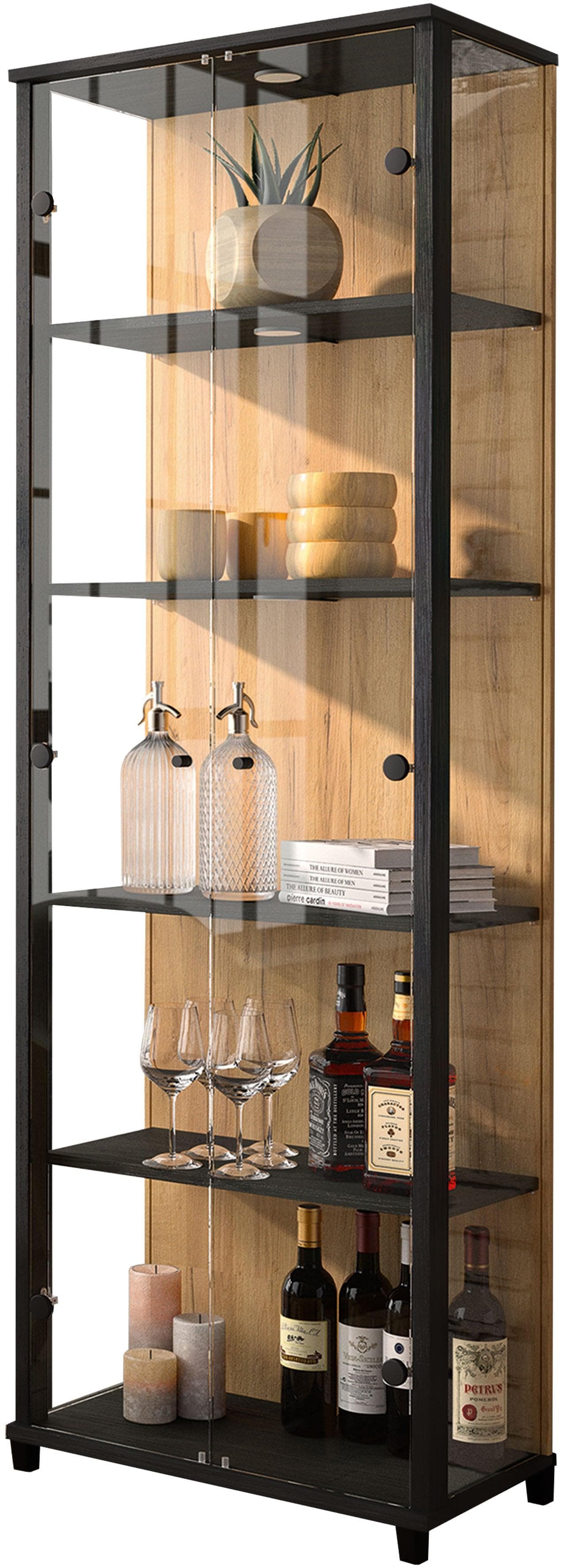 fif Möbel OPTIMA Glasvitrine mit Beleuchtung und ESG-Sicherheitsglas