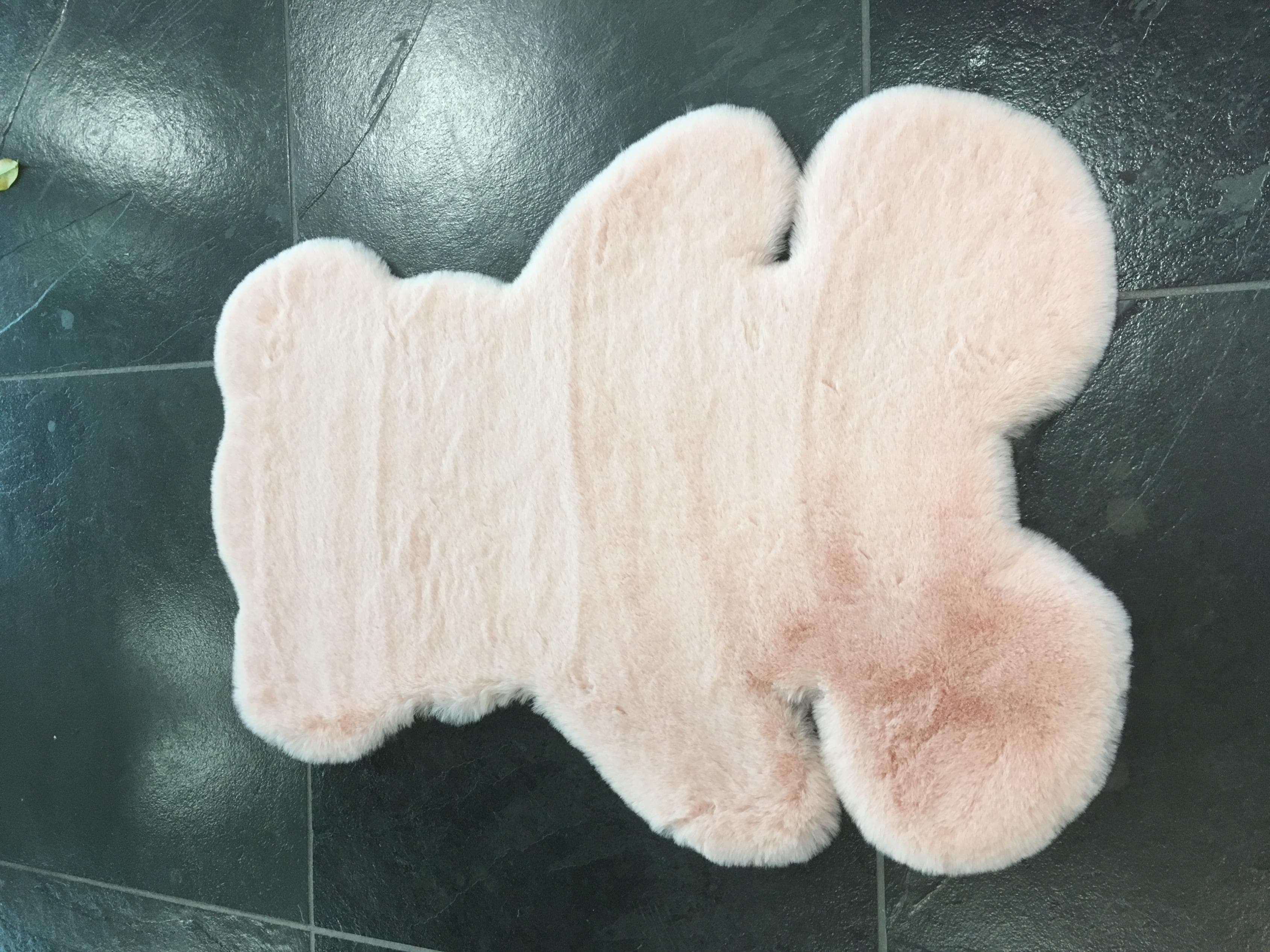 KARPI Fußmatte ANDORRA Rosa mit Bärmotiv - Pflegeleichtes Polyester-Fell