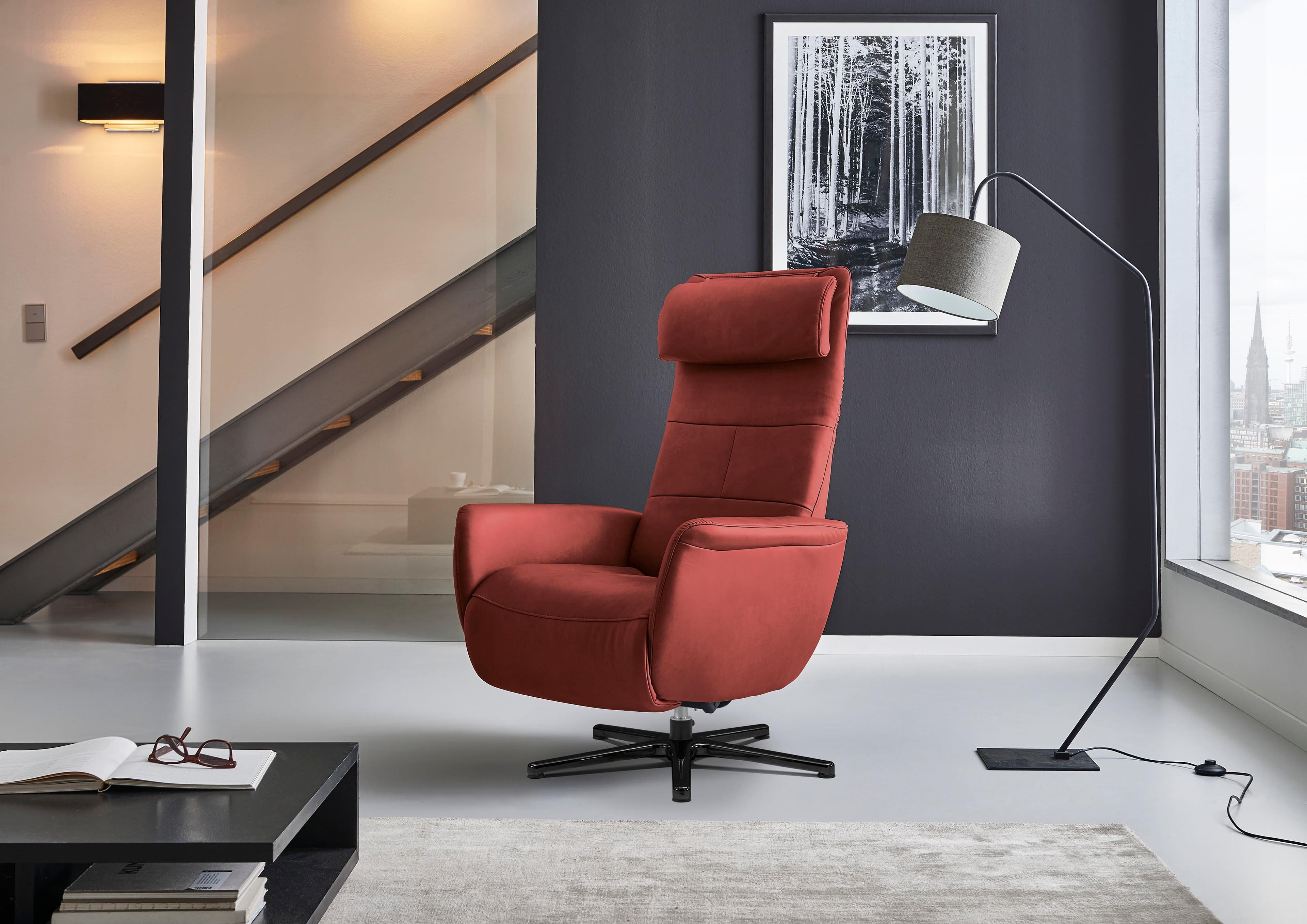 HUKLA Sessel HU-LC17037 Rot Glattleder Verstellbar